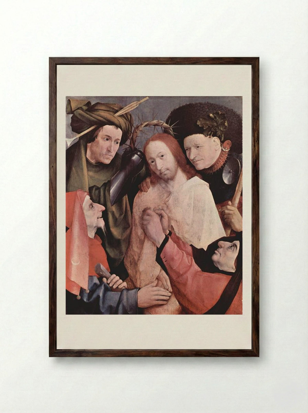 Crowning with Thorns - Hieronymus Bosch - Framed Print Dark Wood