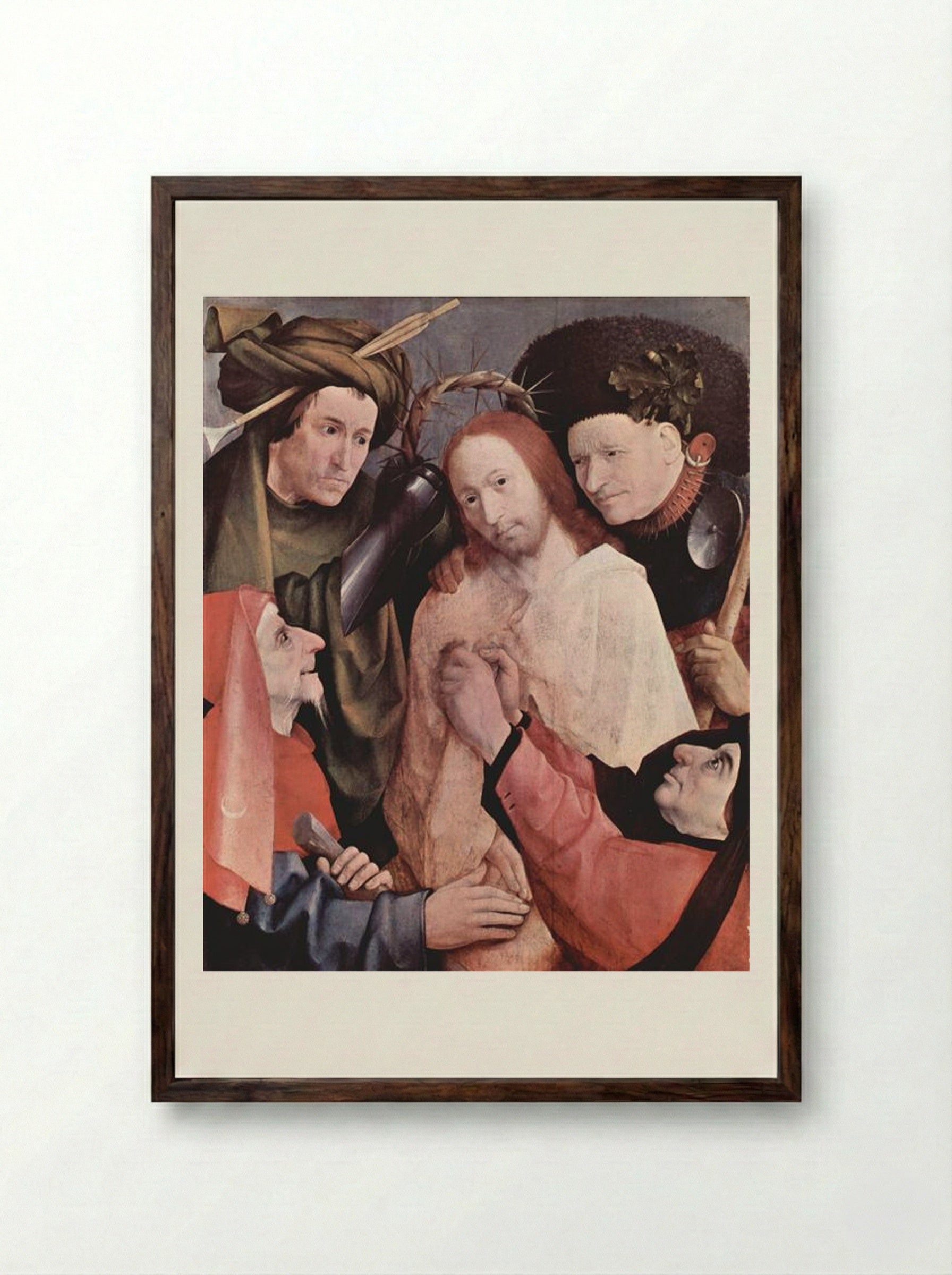Crowning with Thorns - Hieronymus Bosch - Framed Print Dark Wood