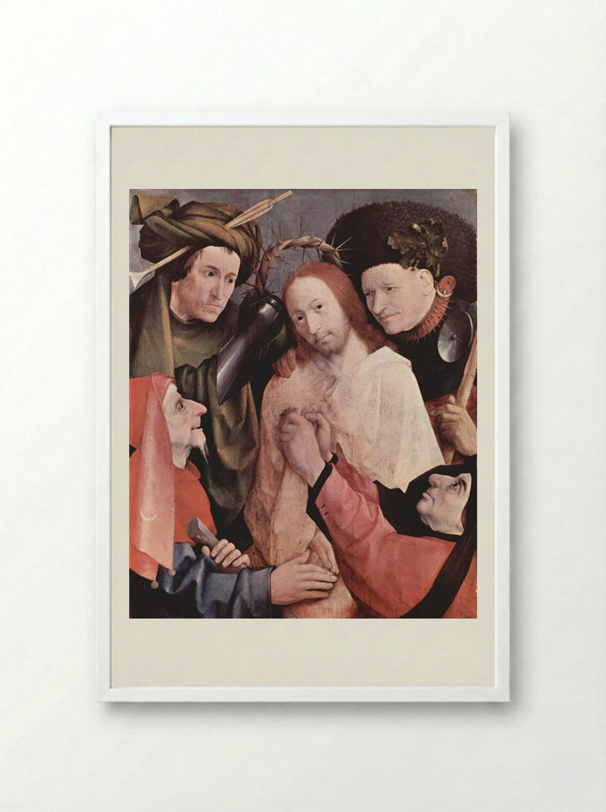 Crowning with Thorns - Hieronymus Bosch - Framed Print White