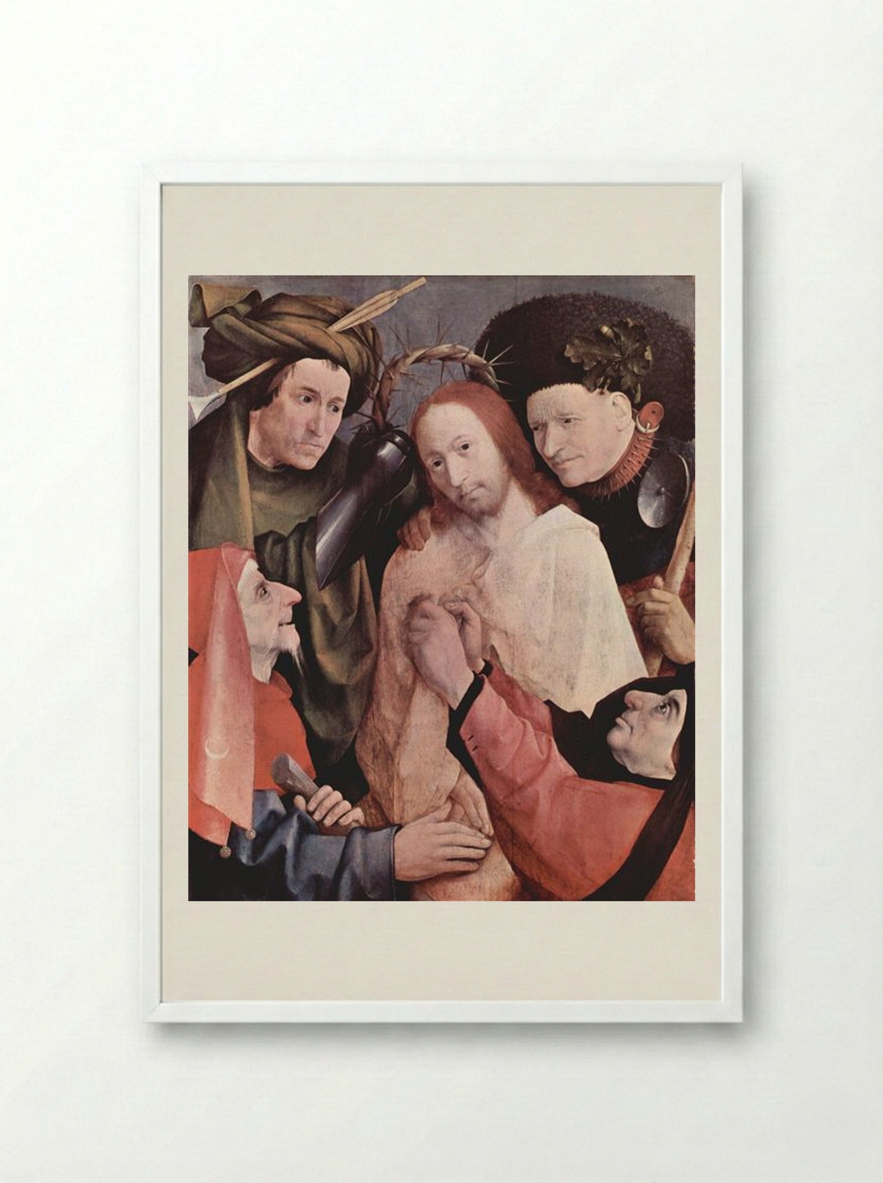 Crowning with Thorns - Hieronymus Bosch - Framed Print White