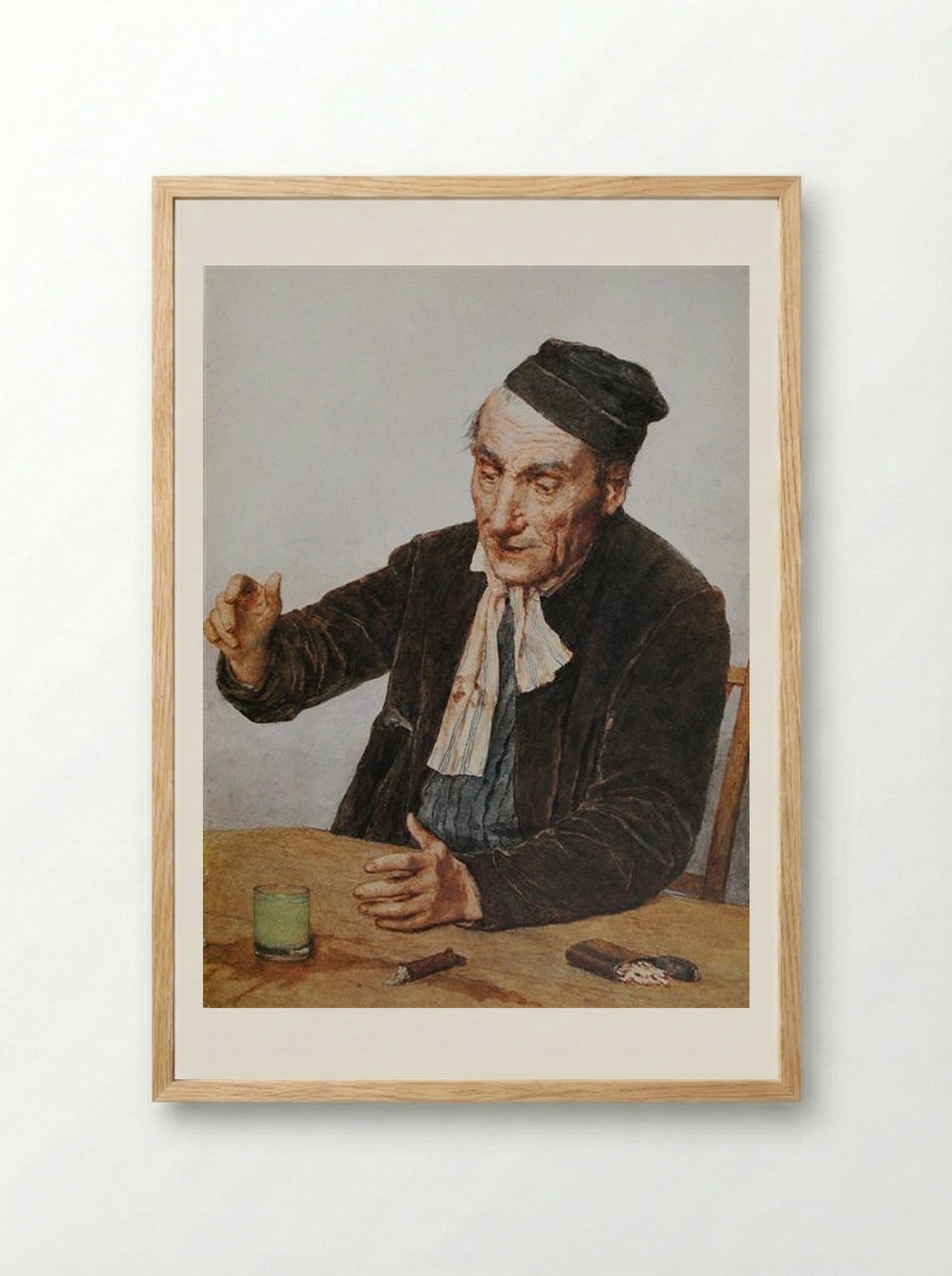 The Absinth Drinker - Albert Anker - Framed Print Wood