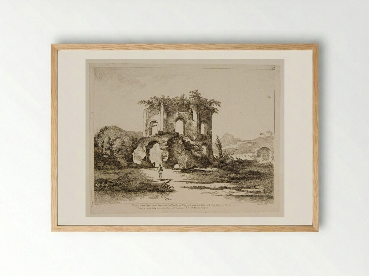 Ruins of a Temple on the Shore near Naples - Adélaide Allou - Framed Print Wood
