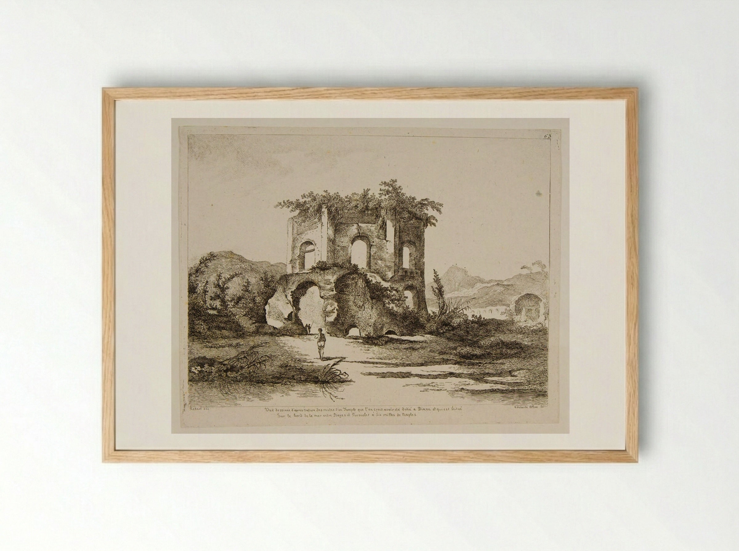 Ruins of a Temple on the Shore near Naples - Adélaide Allou - Framed Print Wood