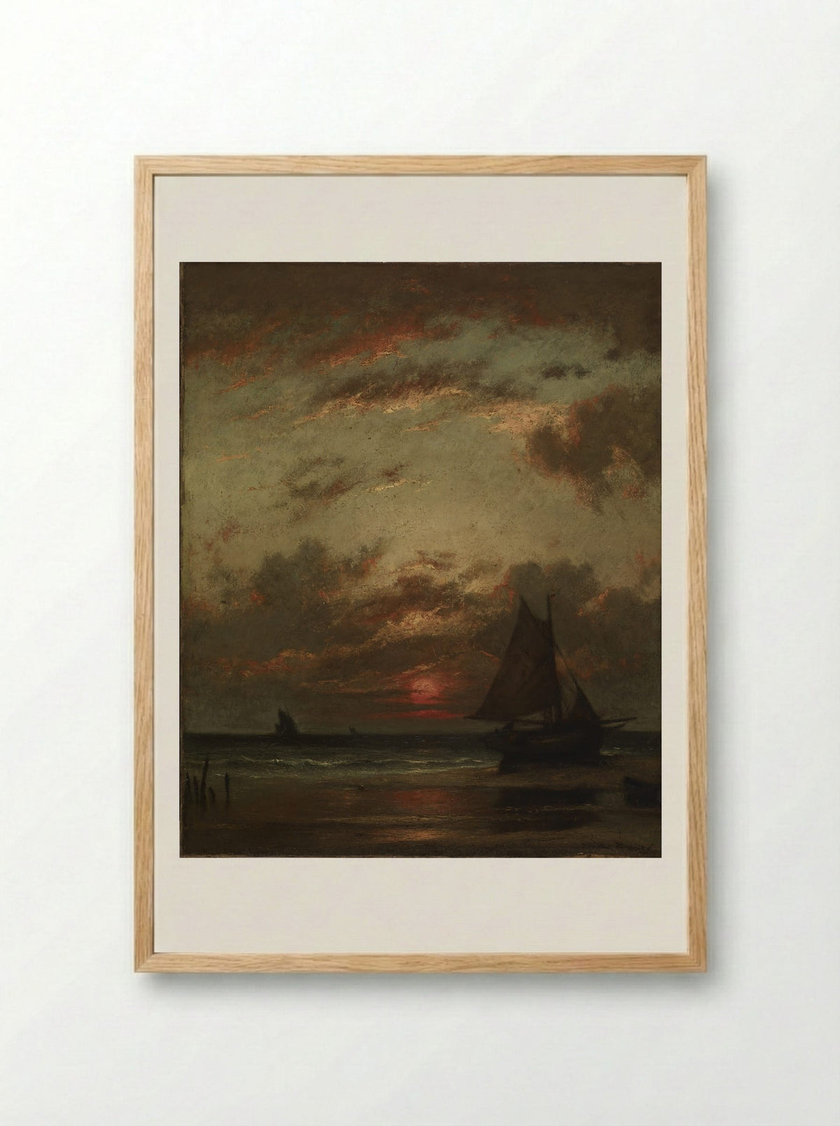 Sunset on the Coast - Jules Dupré - Framed Print Wood