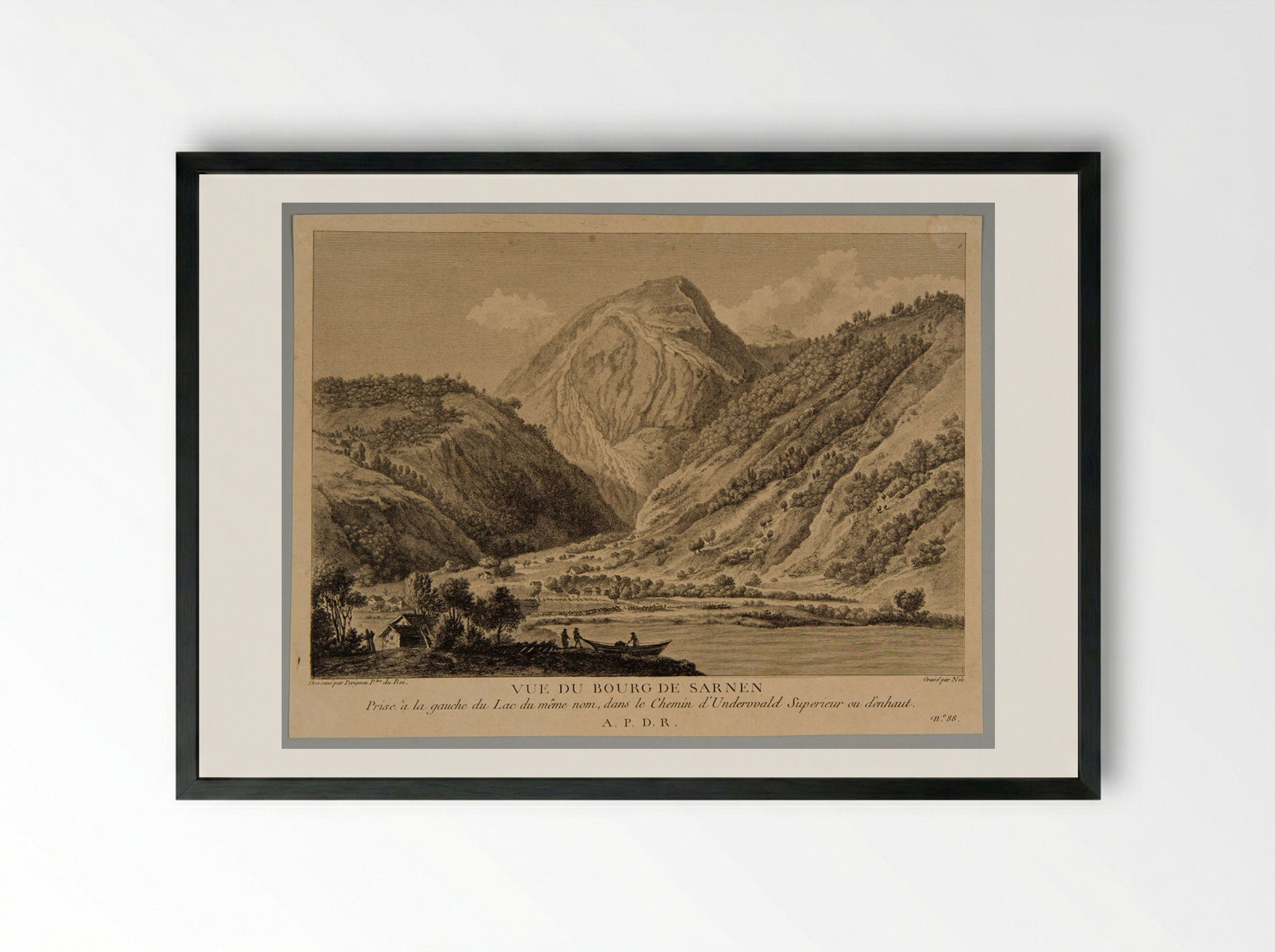 Vue du Bourg de Sarnen - François Denis Née - Framed Print Black