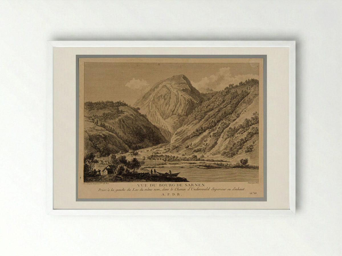 Vue du Bourg de Sarnen - François Denis Née - Framed Print White