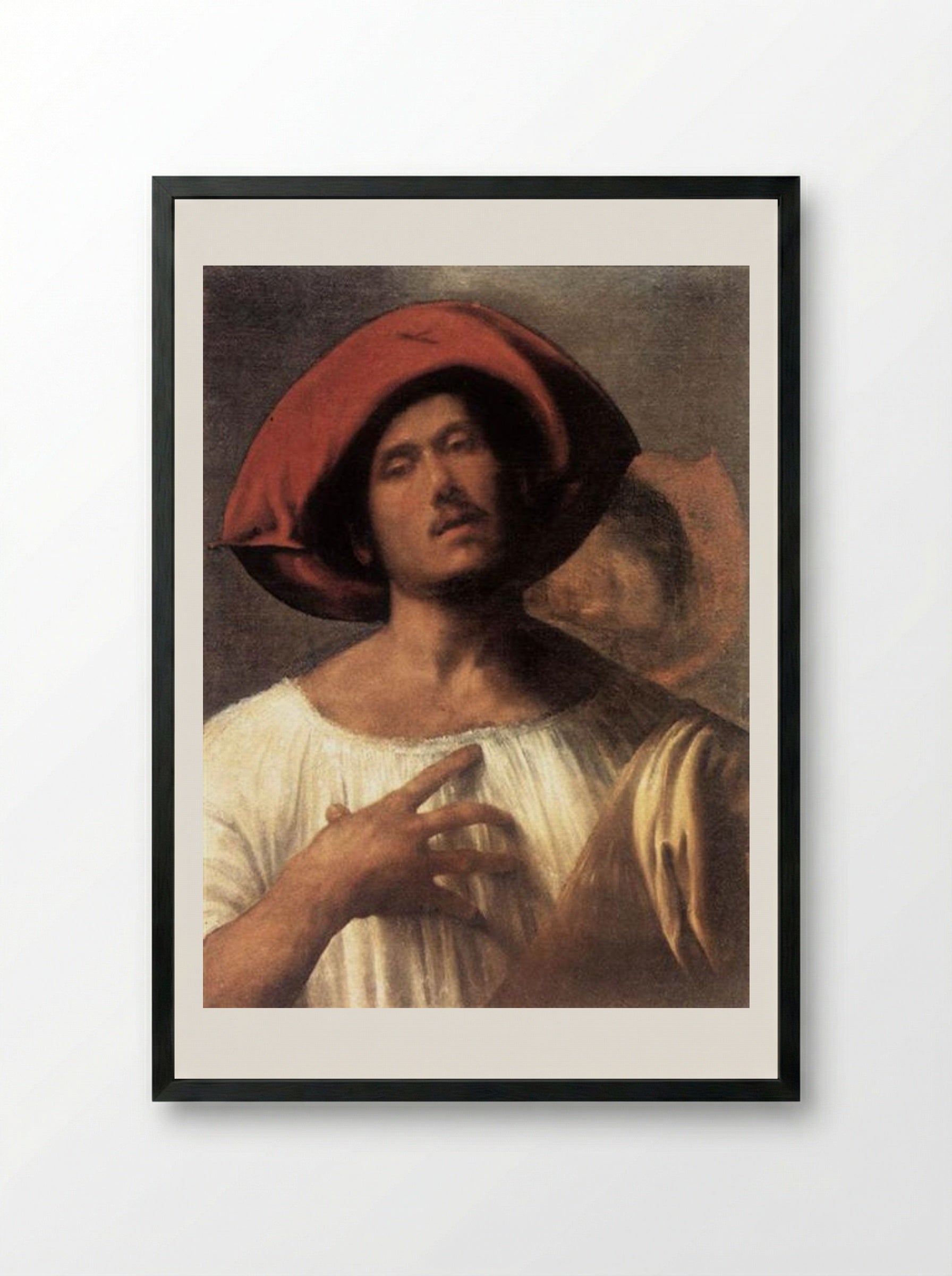 Young Man (The Impassioned Singer) - Giorgione - Framed Print Black