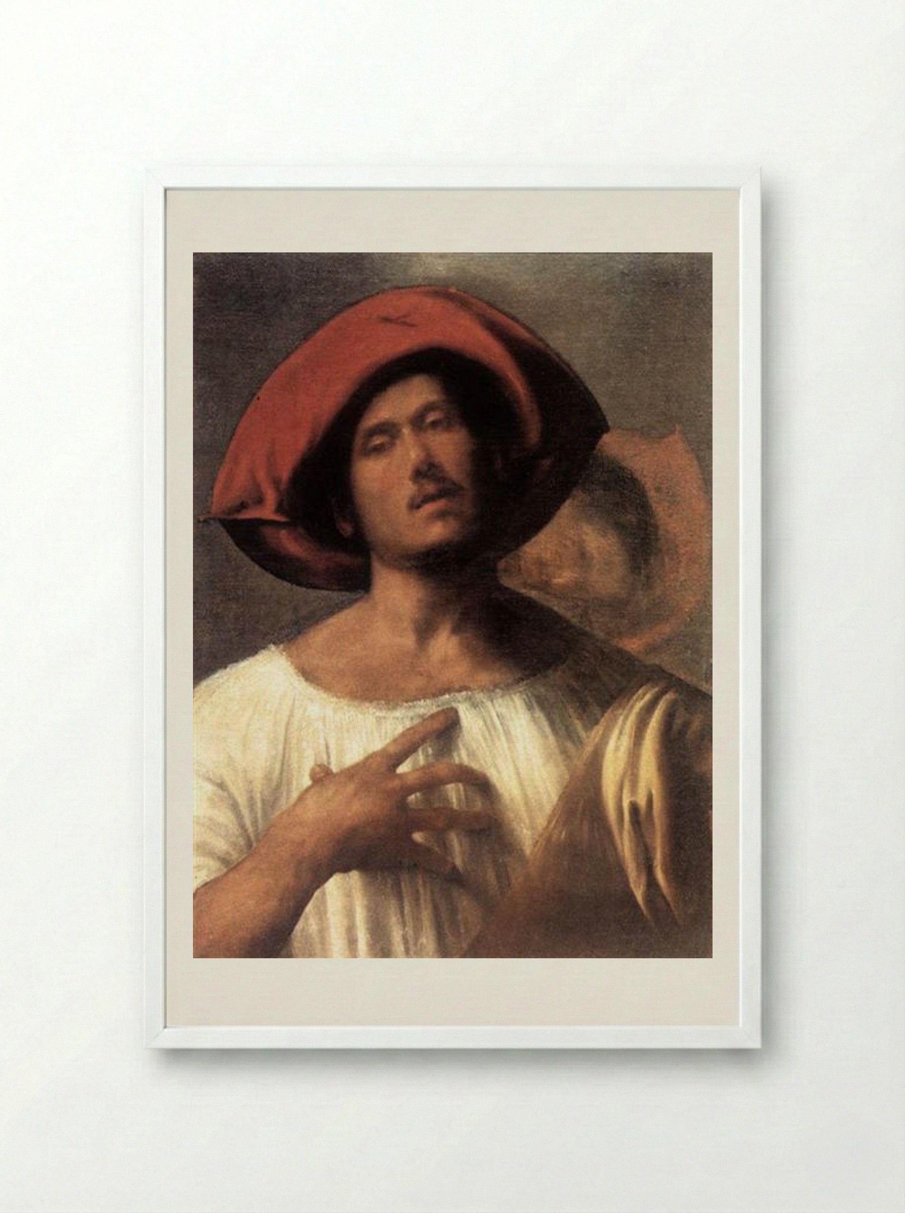 Young Man (The Impassioned Singer) - Giorgione - Framed Print White