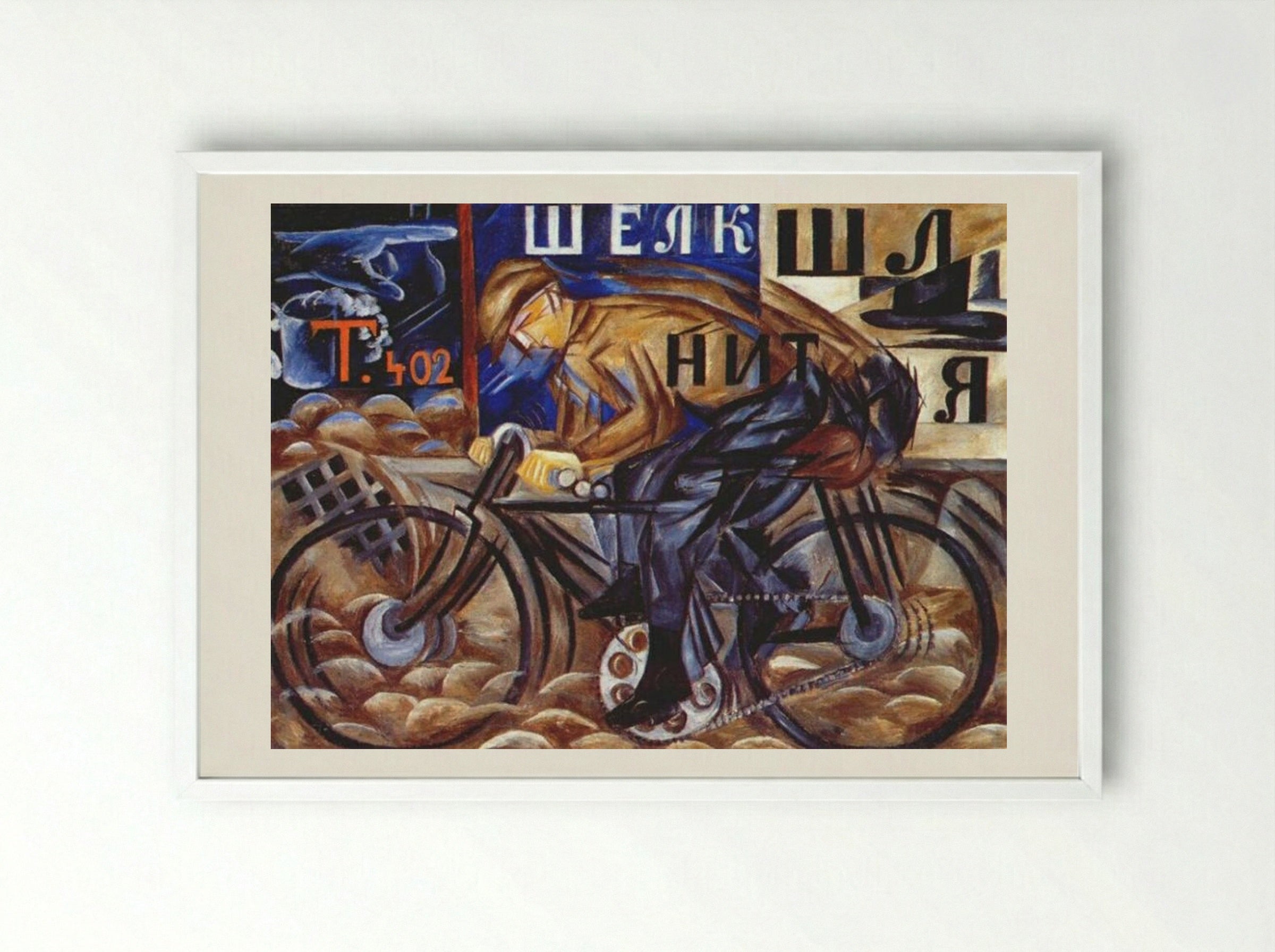 Cyclist - Natalia Goncharova - Framed Print White