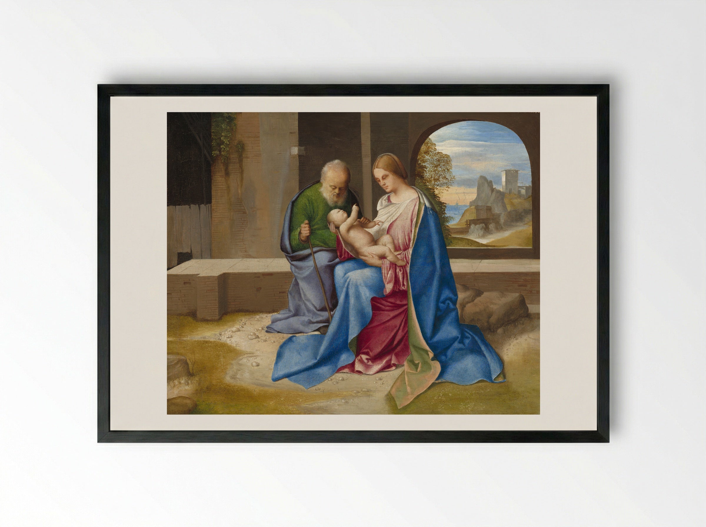 The Holy Family (Madonna Benson) - Giorgione - Framed Print Black