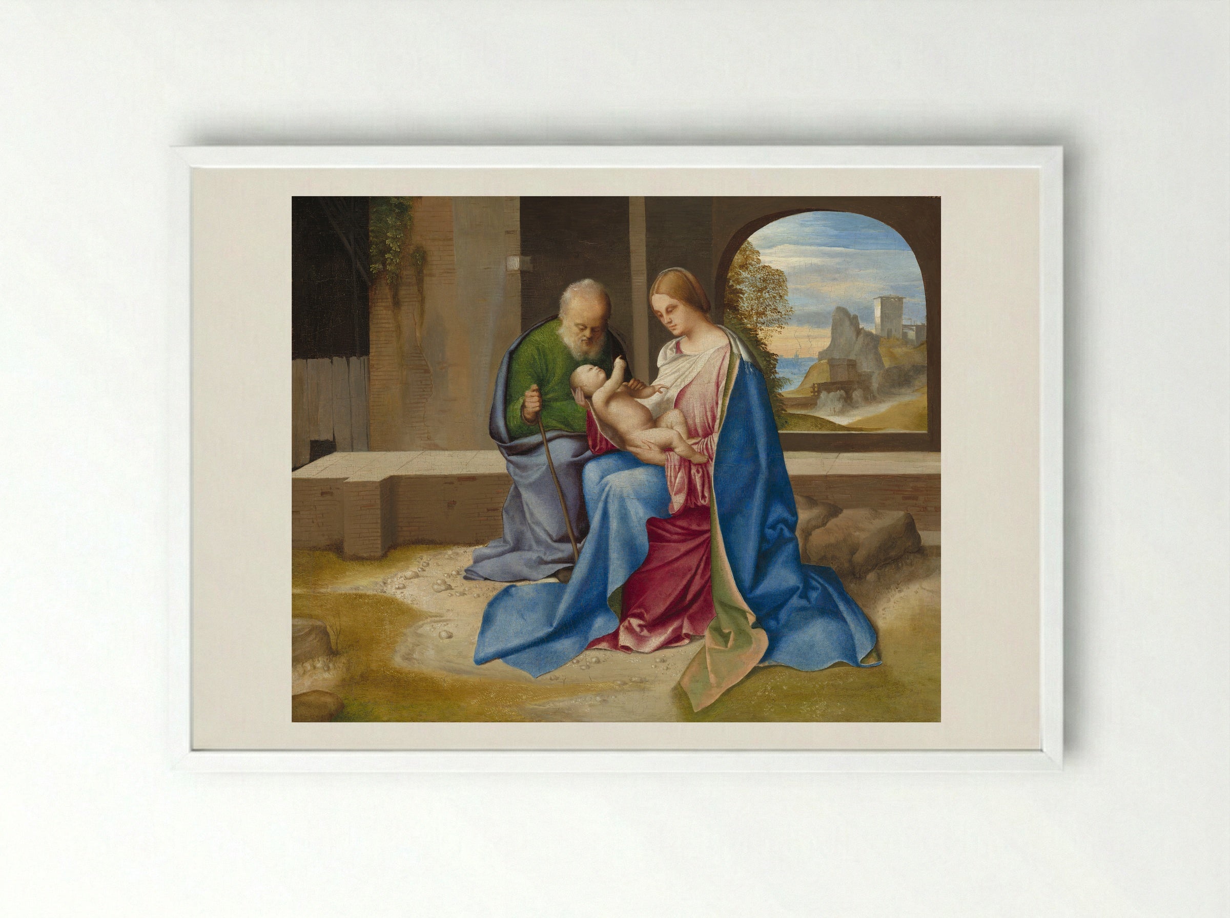 The Holy Family (Madonna Benson) - Giorgione - Framed Print White