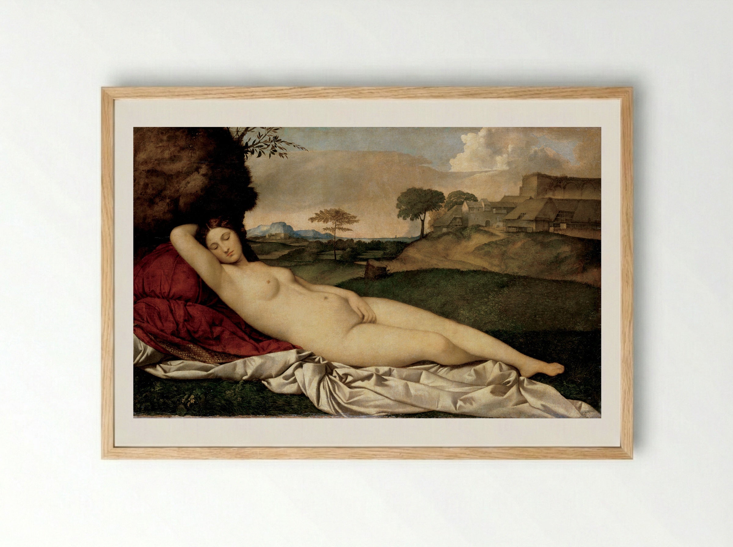 The Sleeping Venus - Giorgione - Framed Print Wood