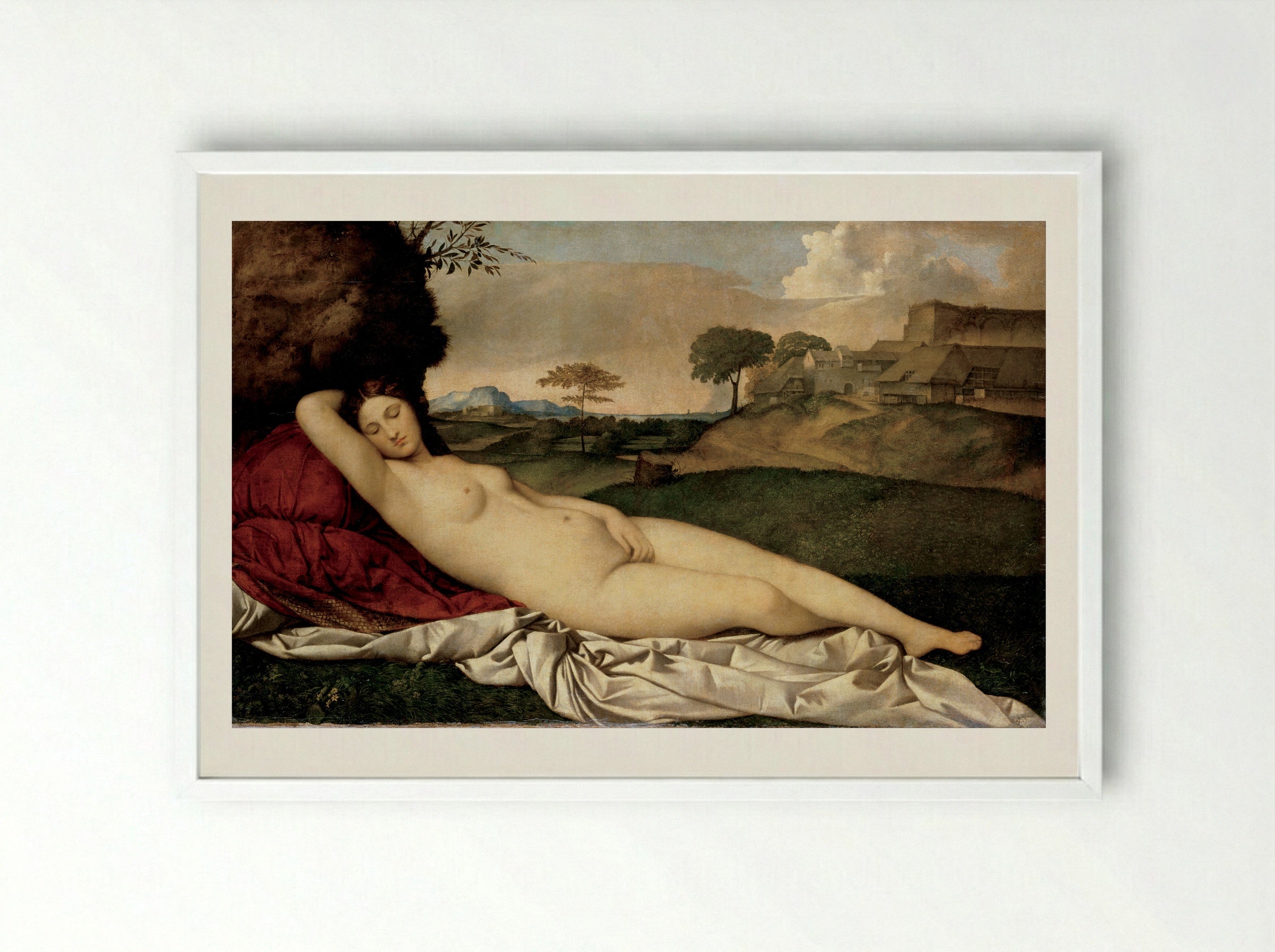 The Sleeping Venus - Giorgione - Framed Print White