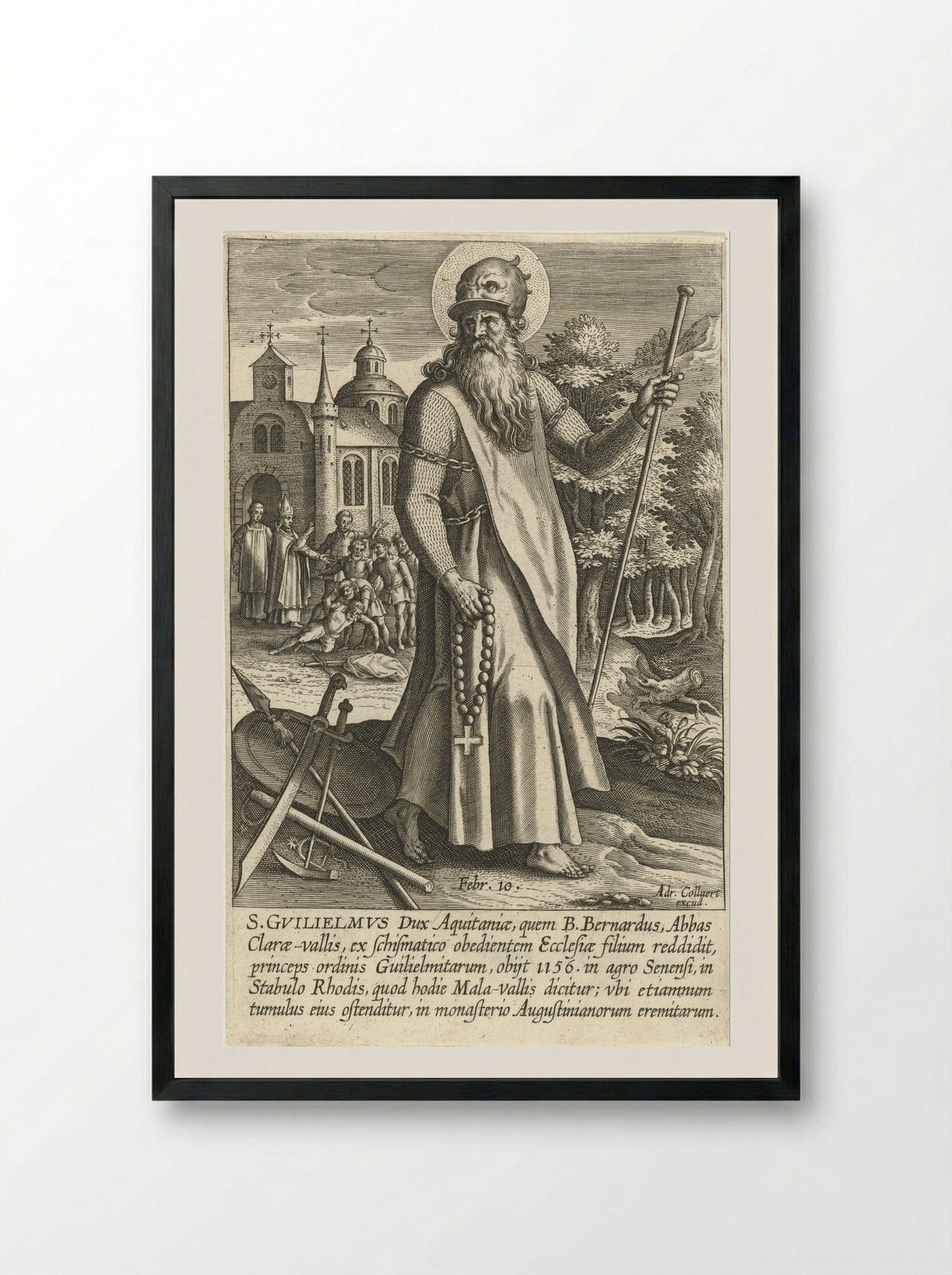 Saint William of Aquitaine - Adriaen Collaert - Framed Print Black