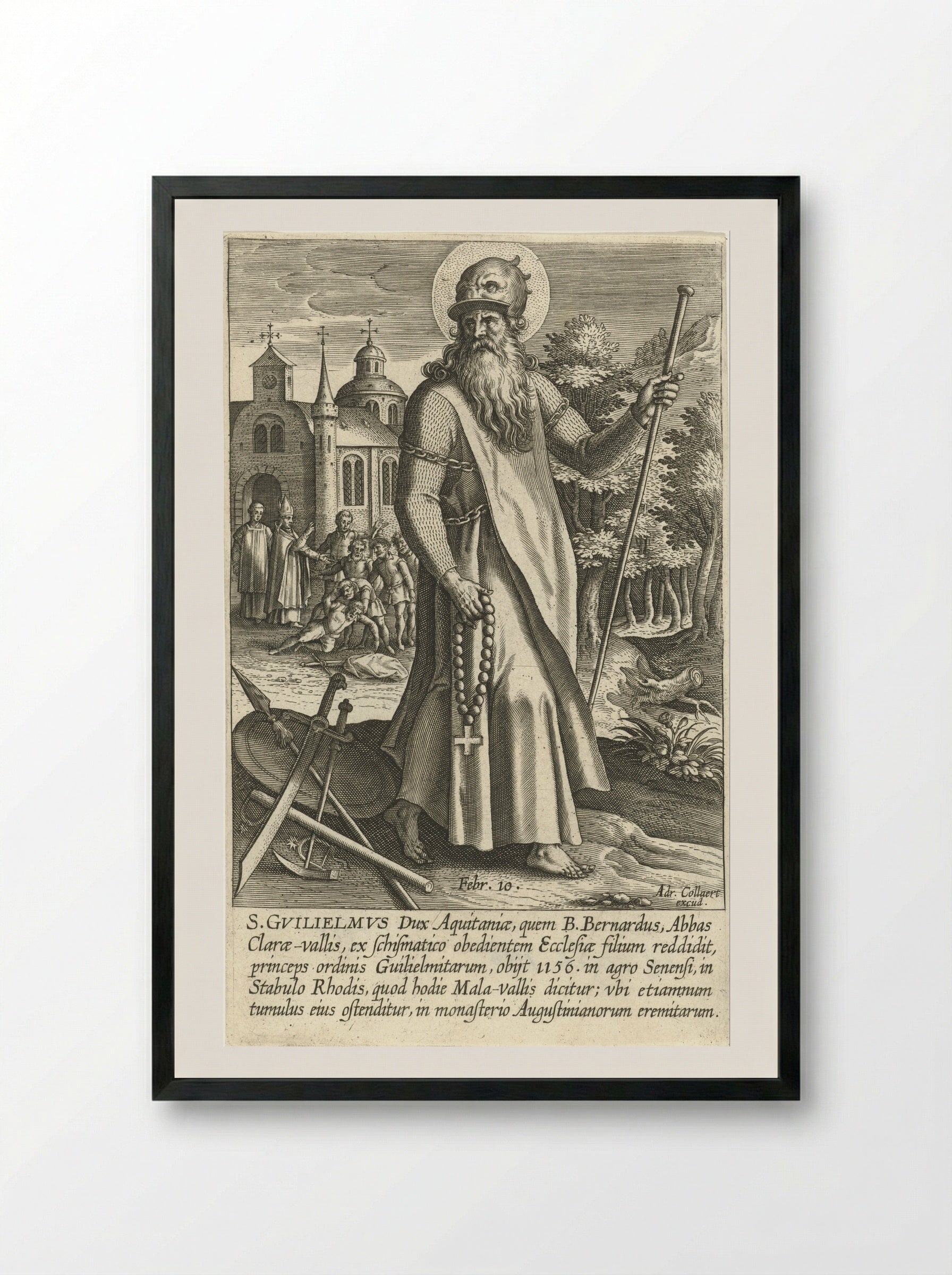 Saint William of Aquitaine - Adriaen Collaert - Framed Print Black