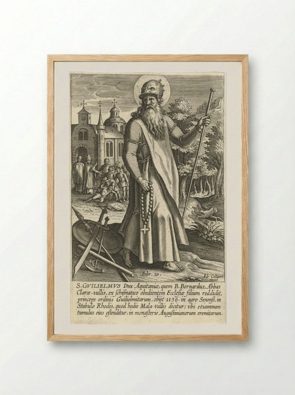 Saint William of Aquitaine - Adriaen Collaert - Framed Print Wood