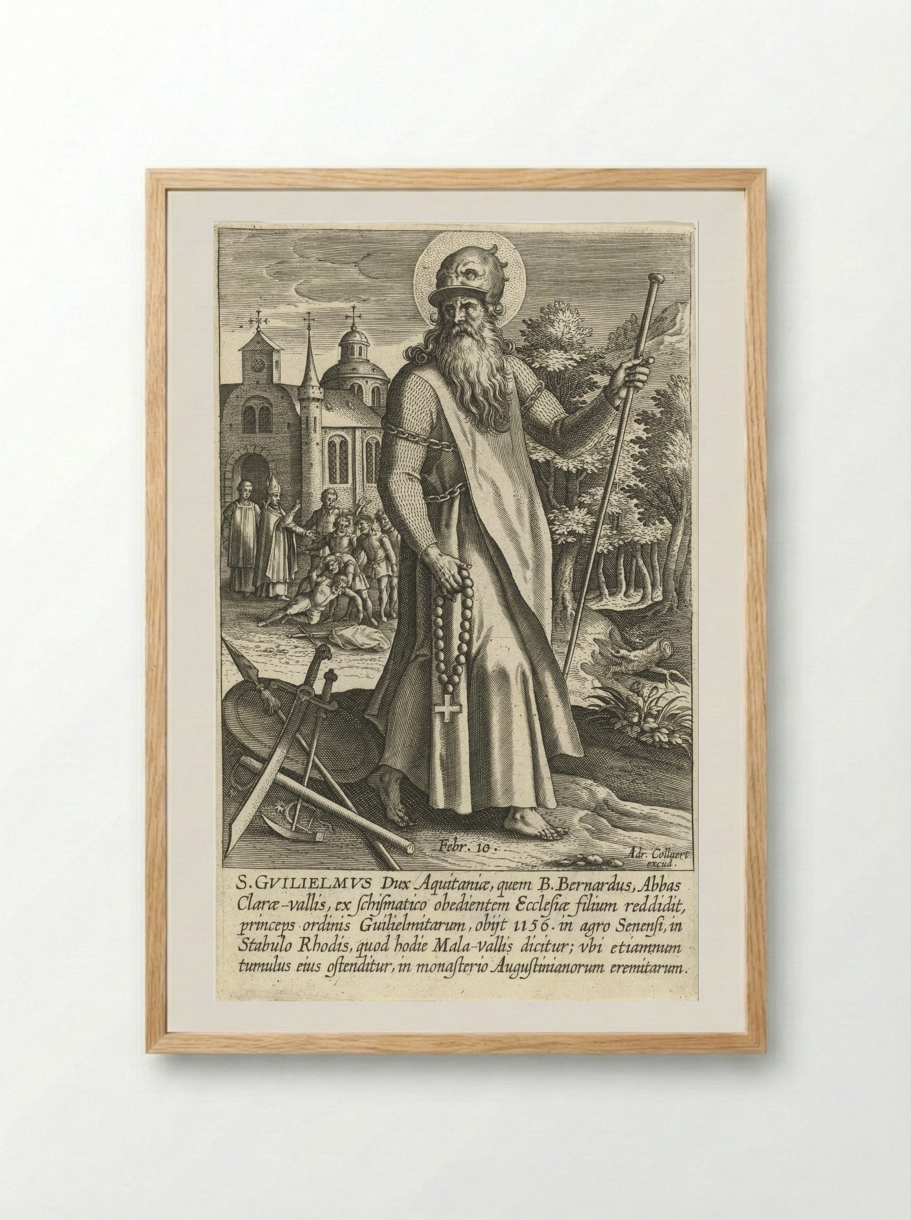 Saint William of Aquitaine - Adriaen Collaert - Framed Print Wood