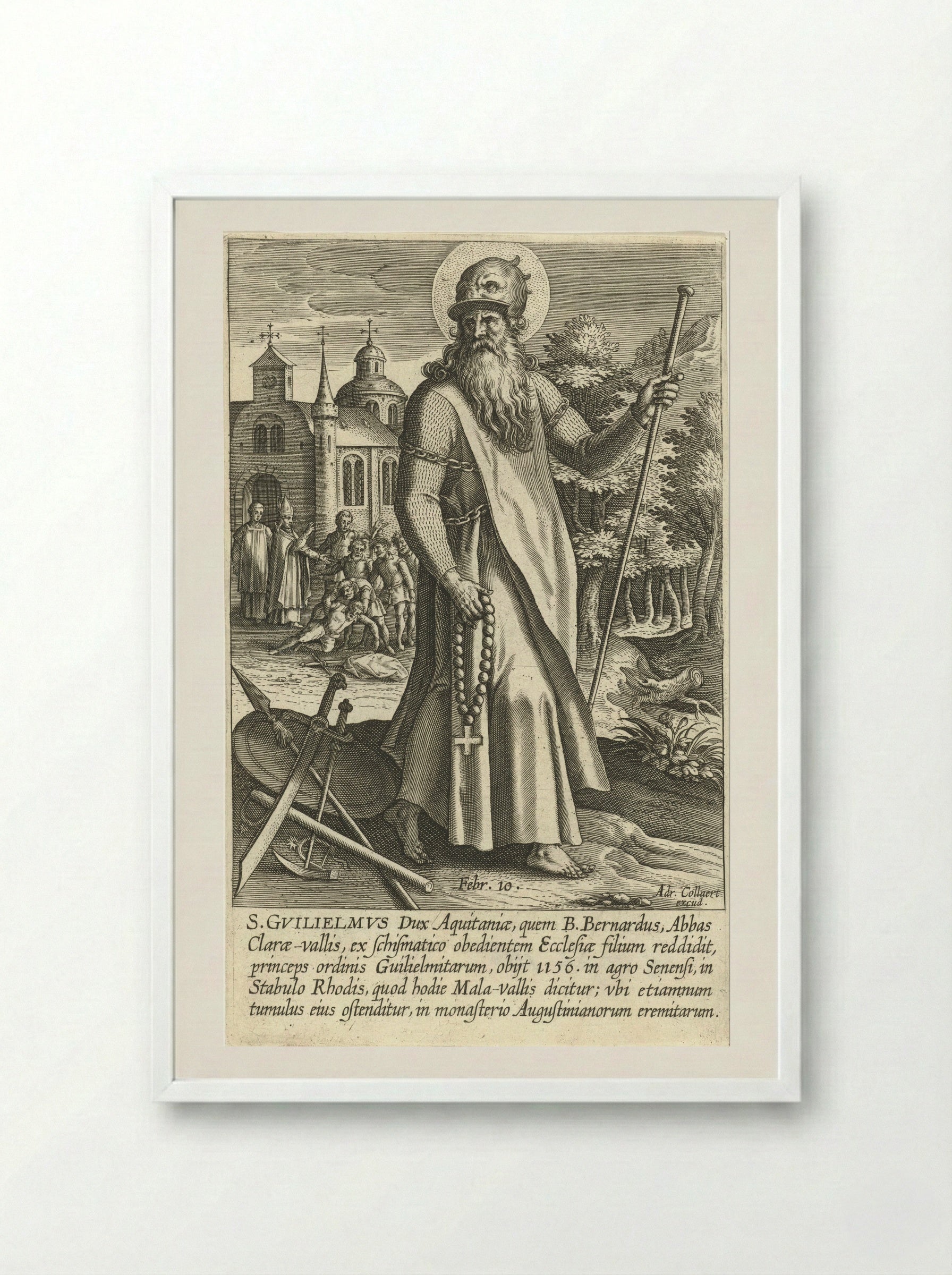 Saint William of Aquitaine - Adriaen Collaert - Framed Print White