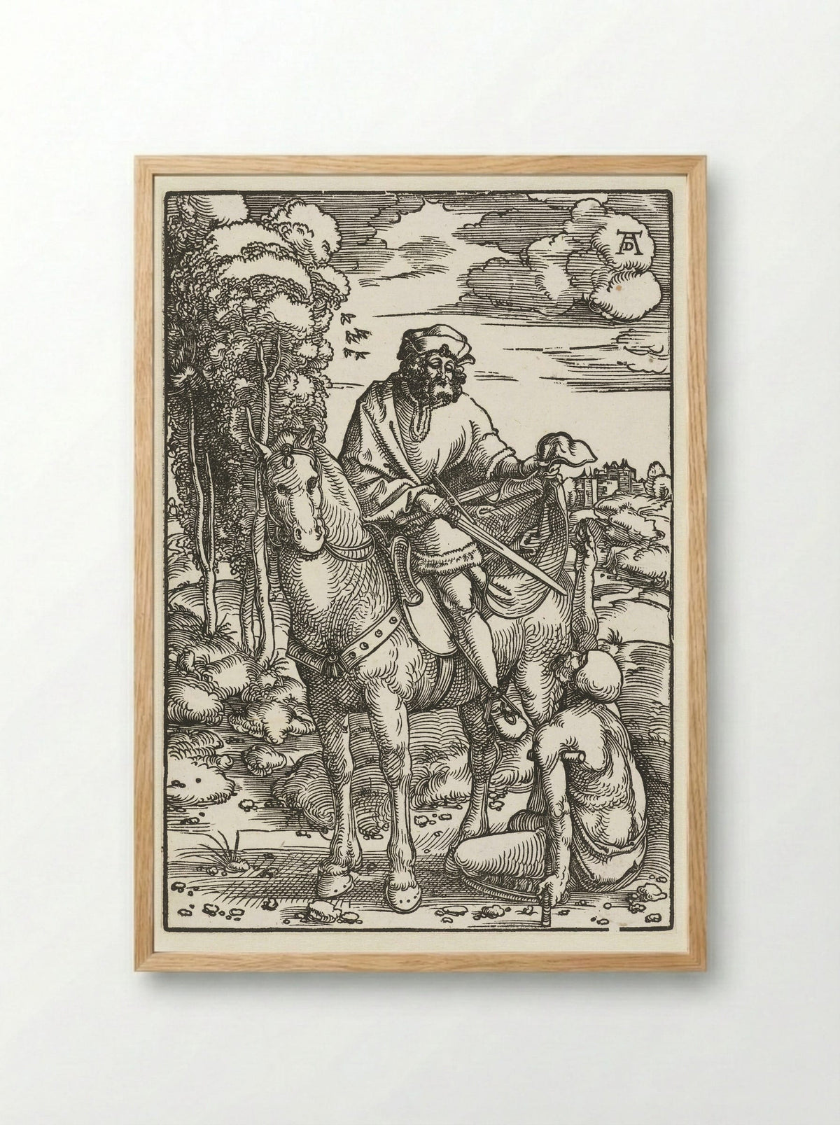 Saint Martin Dividing His Cloak - Hans Baldung Grien - Framed Print Wood