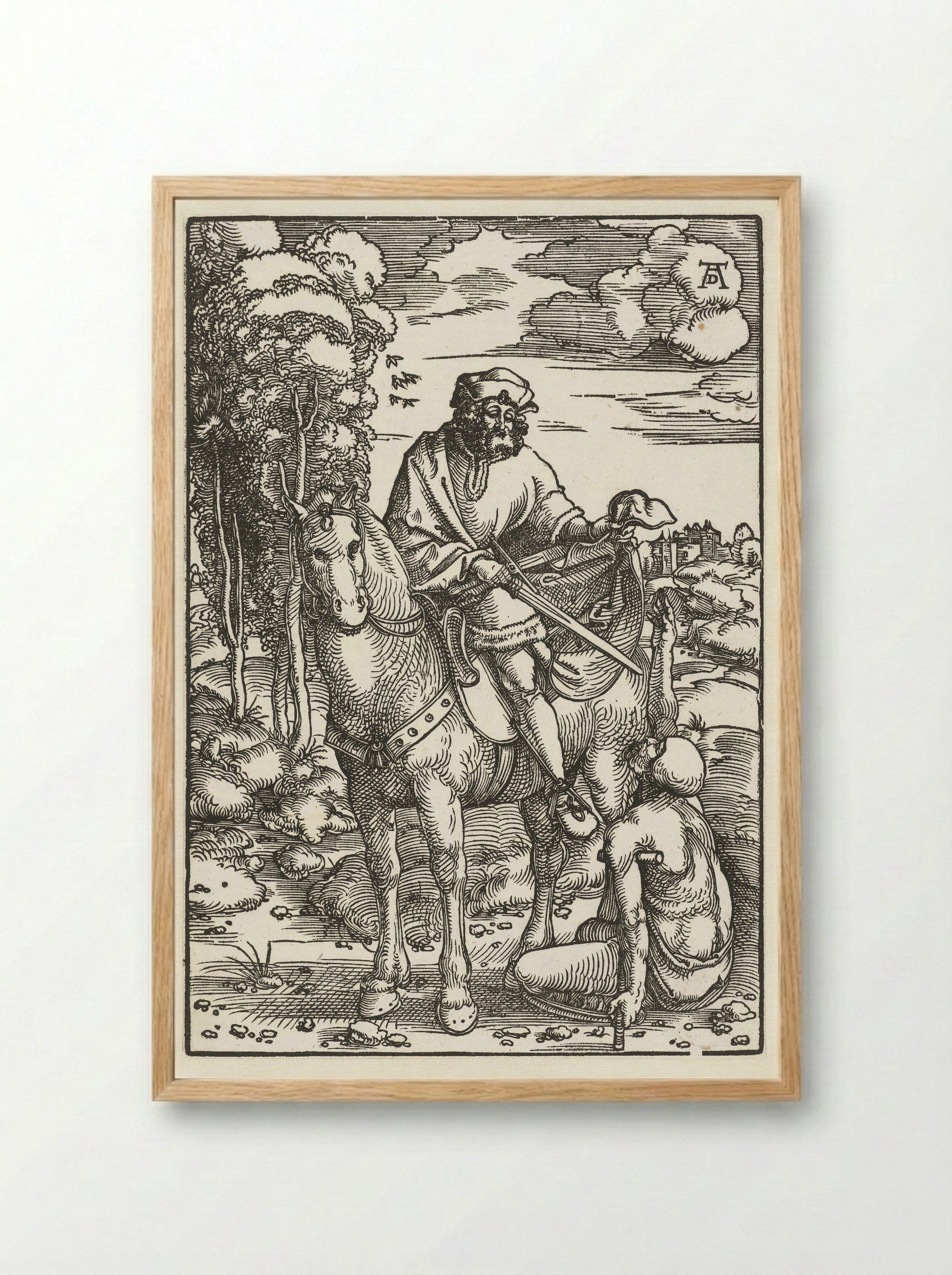 Saint Martin Dividing His Cloak - Hans Baldung Grien - Framed Print Wood