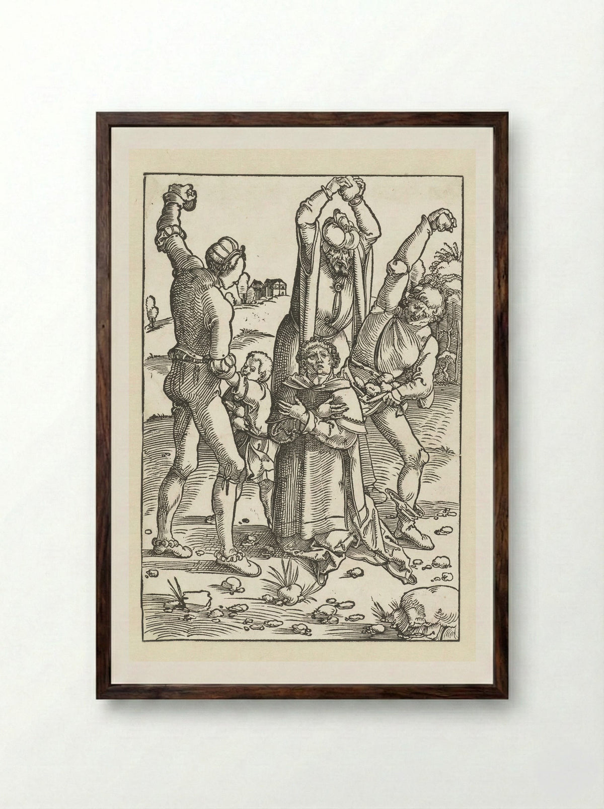 The Stoning of Saint Stephen - Hans Baldung Grien - Framed Print Dark Wood