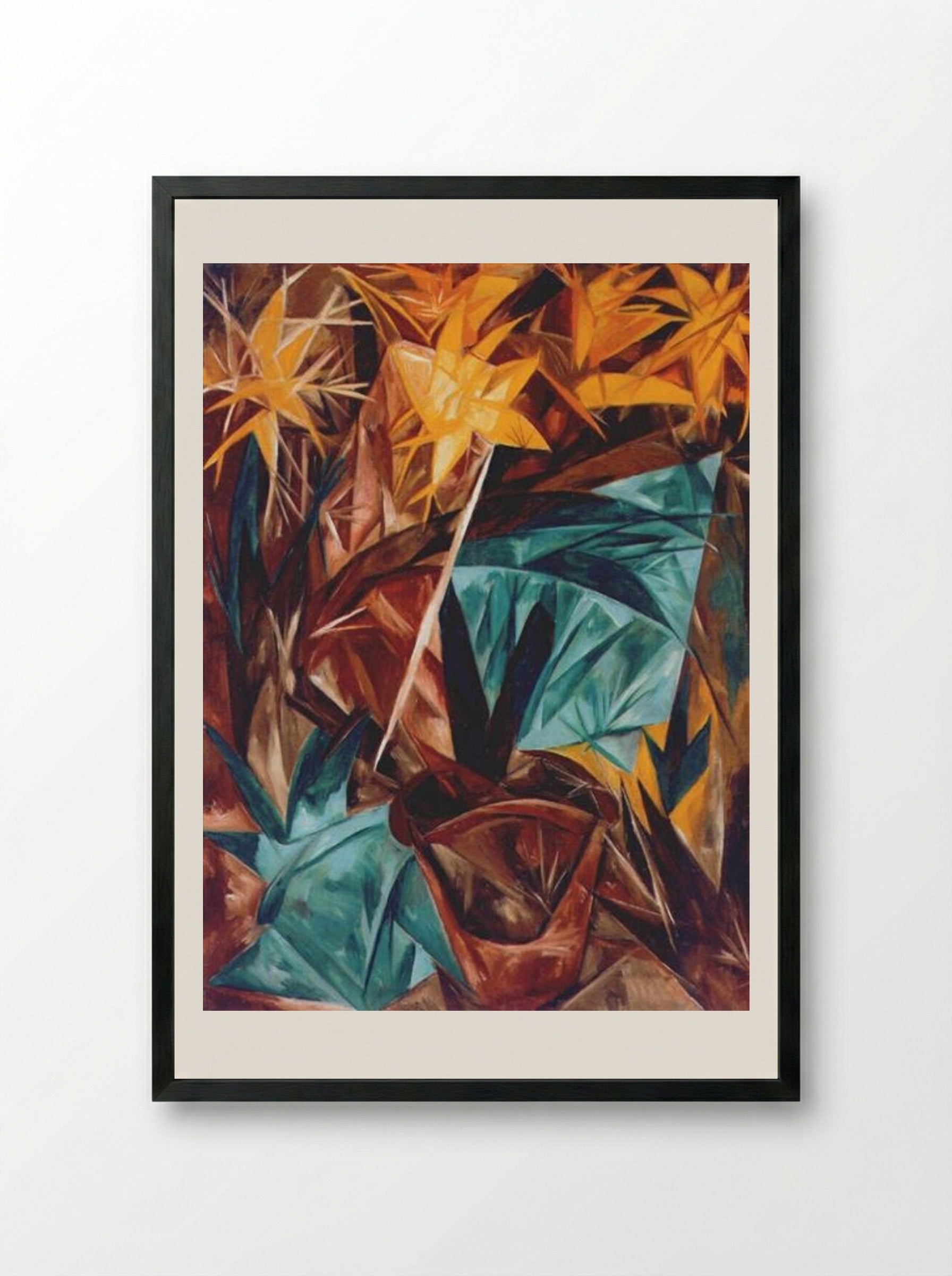 Rayonist Lilies - Natalia Goncharova - Framed Print Black
