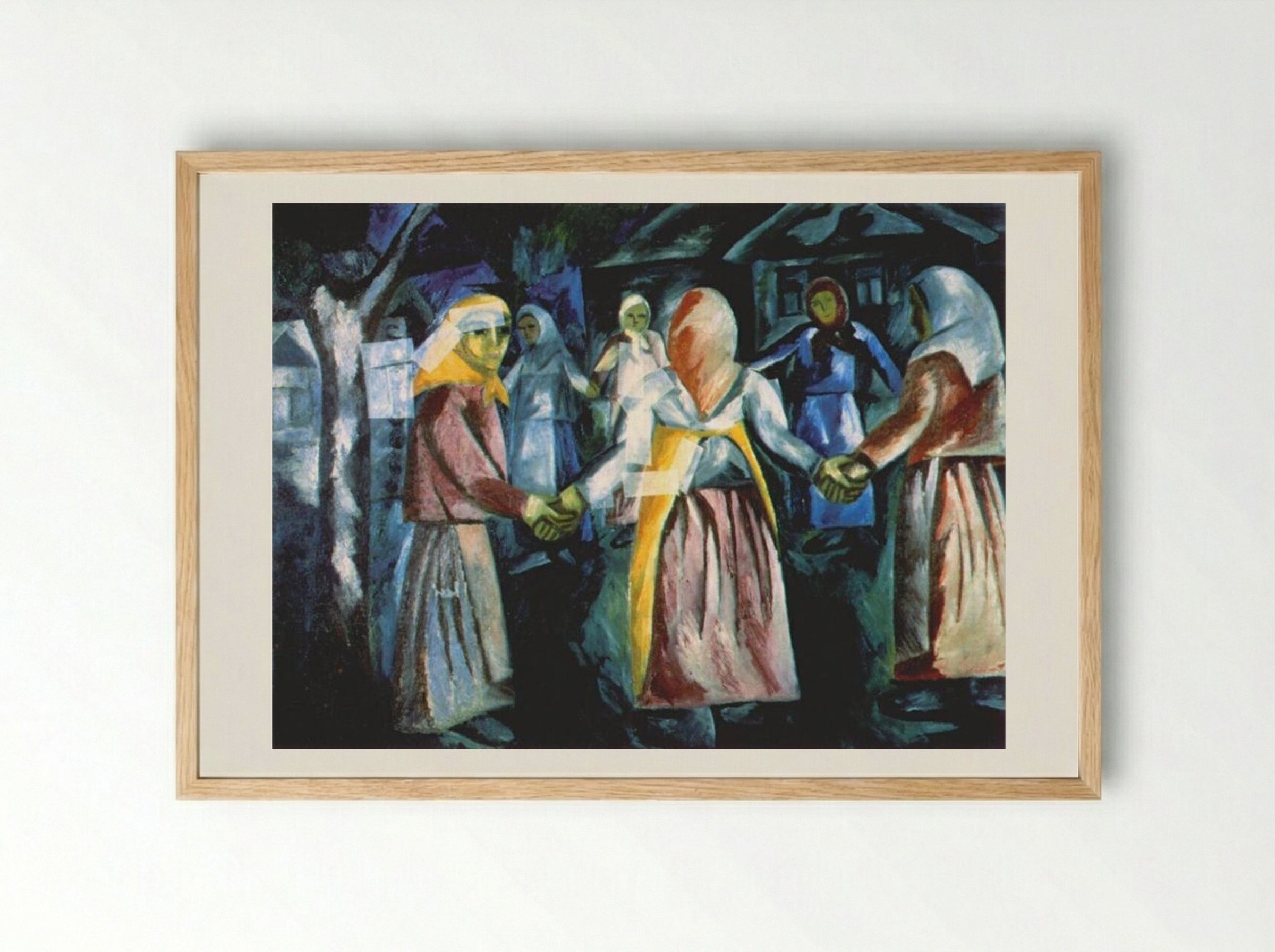 Round Dance - Natalia Goncharova - Framed Print Wood