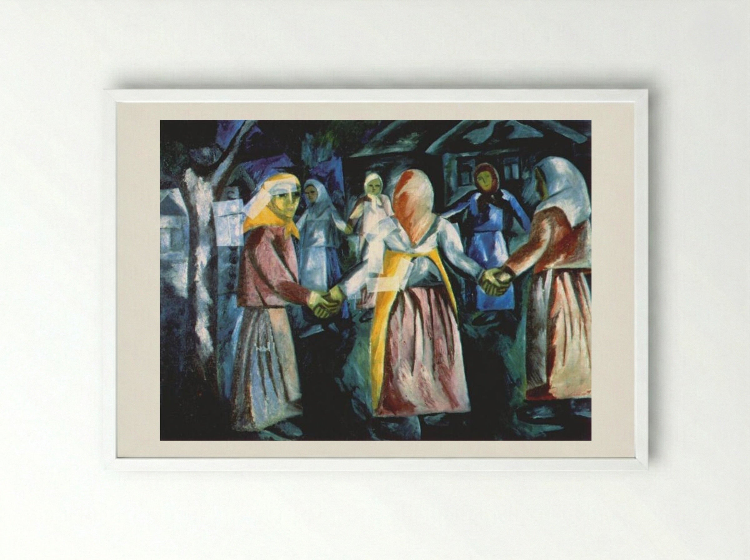 Round Dance - Natalia Goncharova - Framed Print White