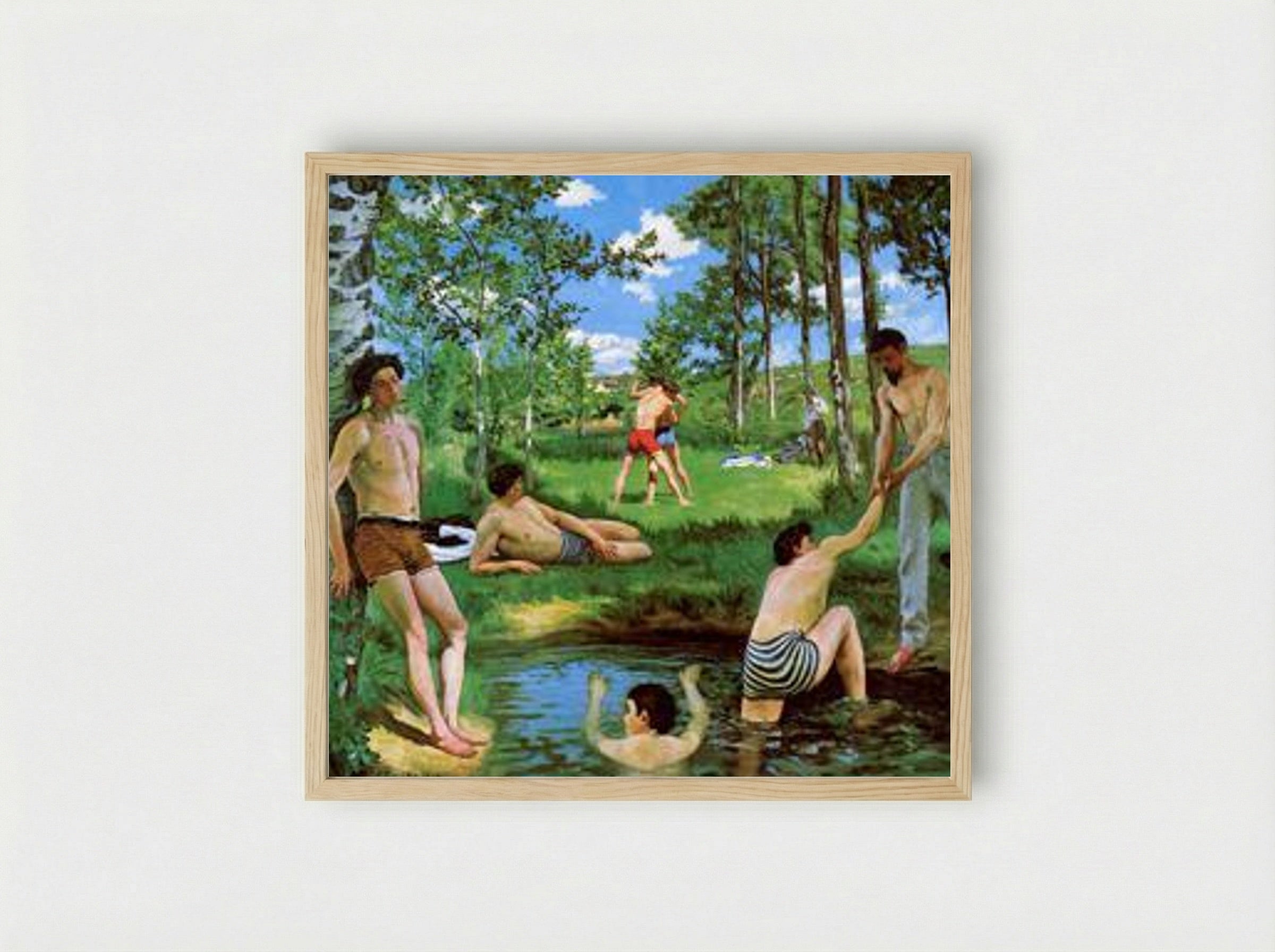 Bathers (Summer Scene) - Frederic Bazille - Framed Print Wood