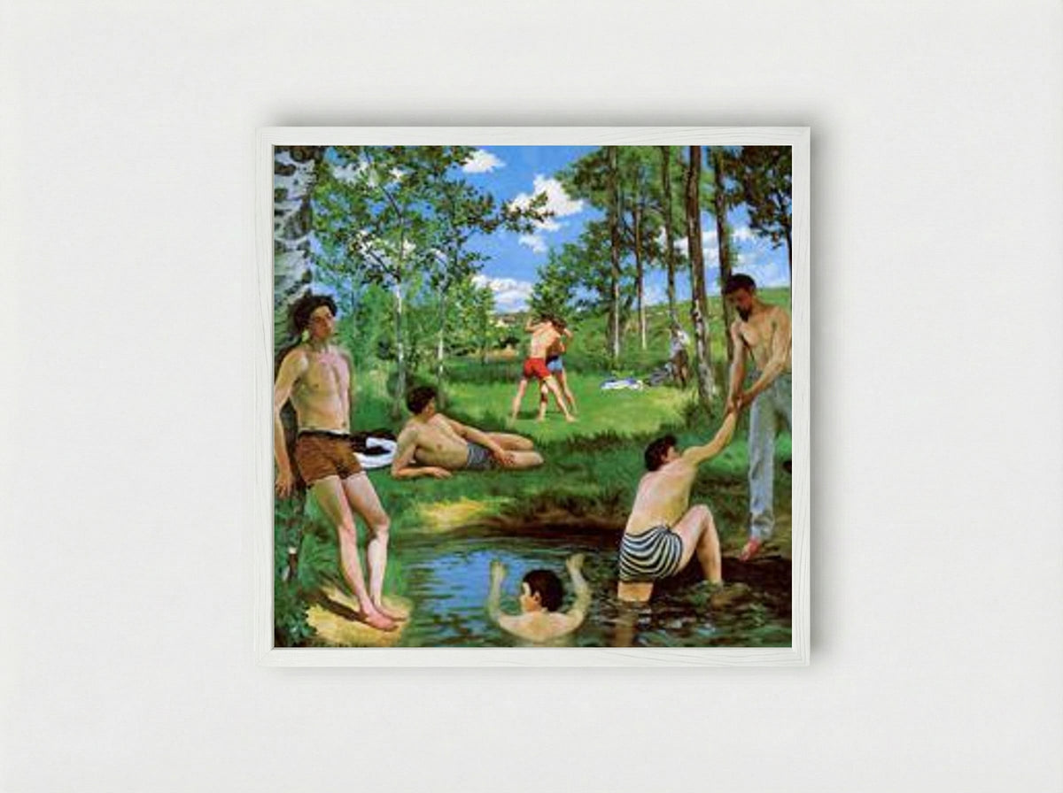 Bathers (Summer Scene) - Frederic Bazille - Framed Print White