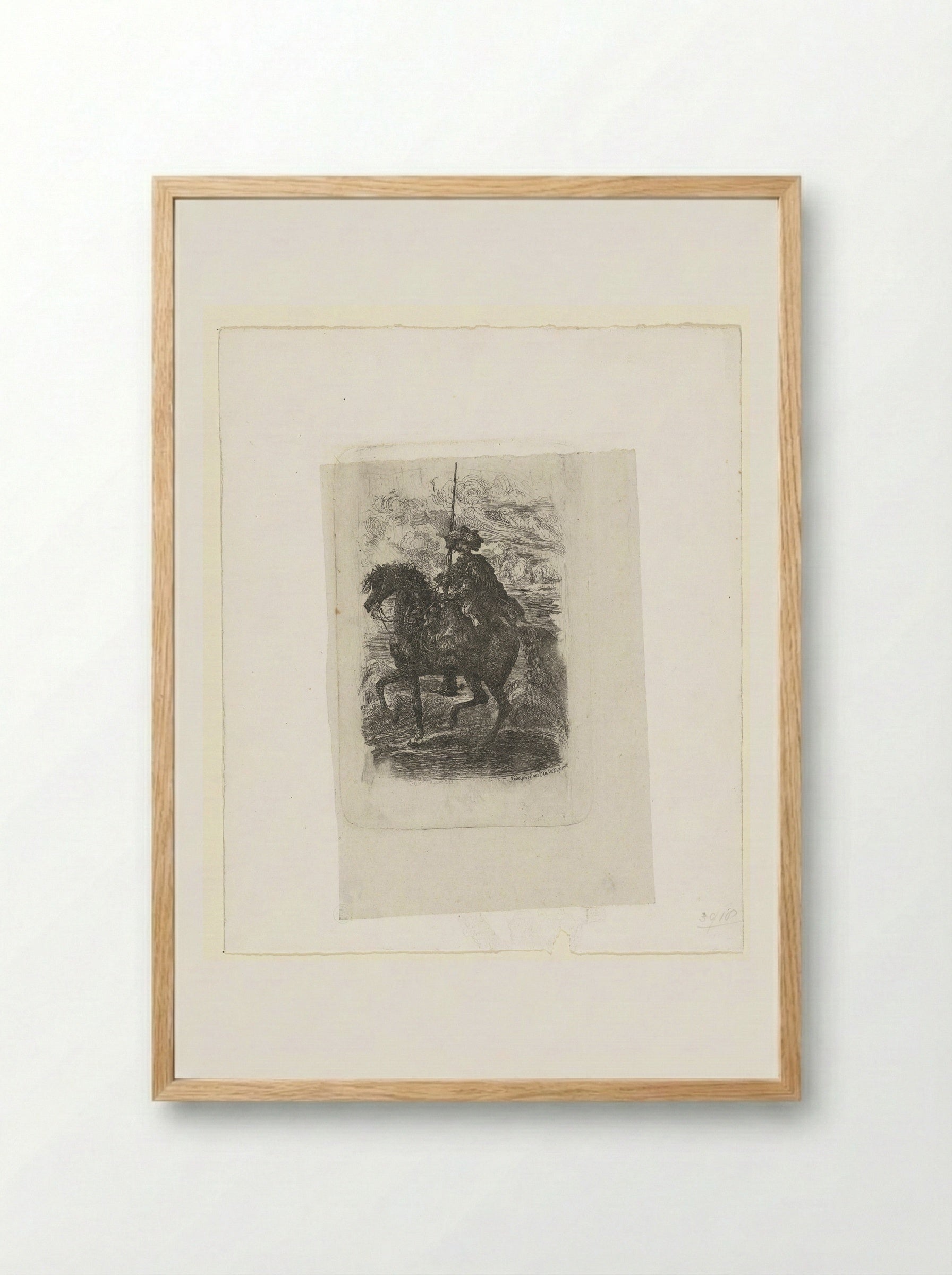 Man in Eastern Costume on Horseback - Auguste Delâtre - Framed Print Wood