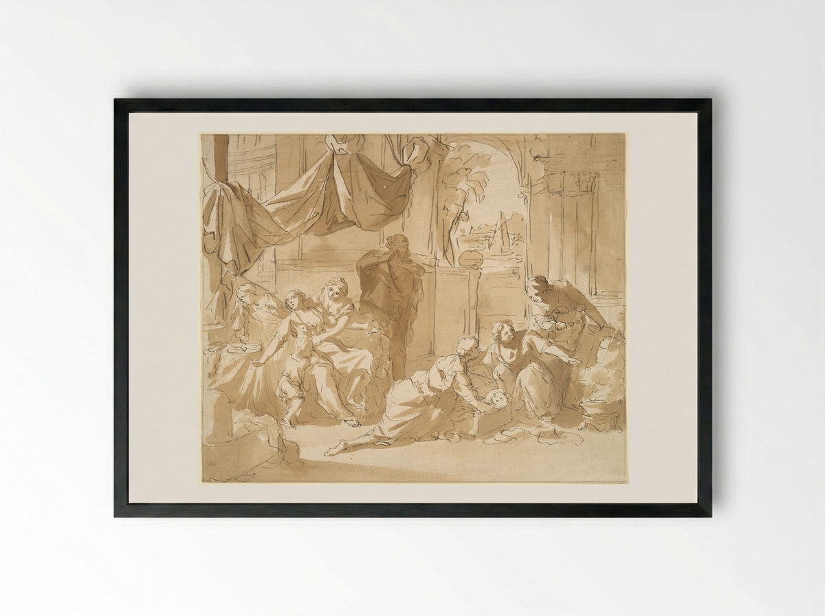 Departure of the Infant Moses - Nicolaas Verkolje - Framed Print Black
