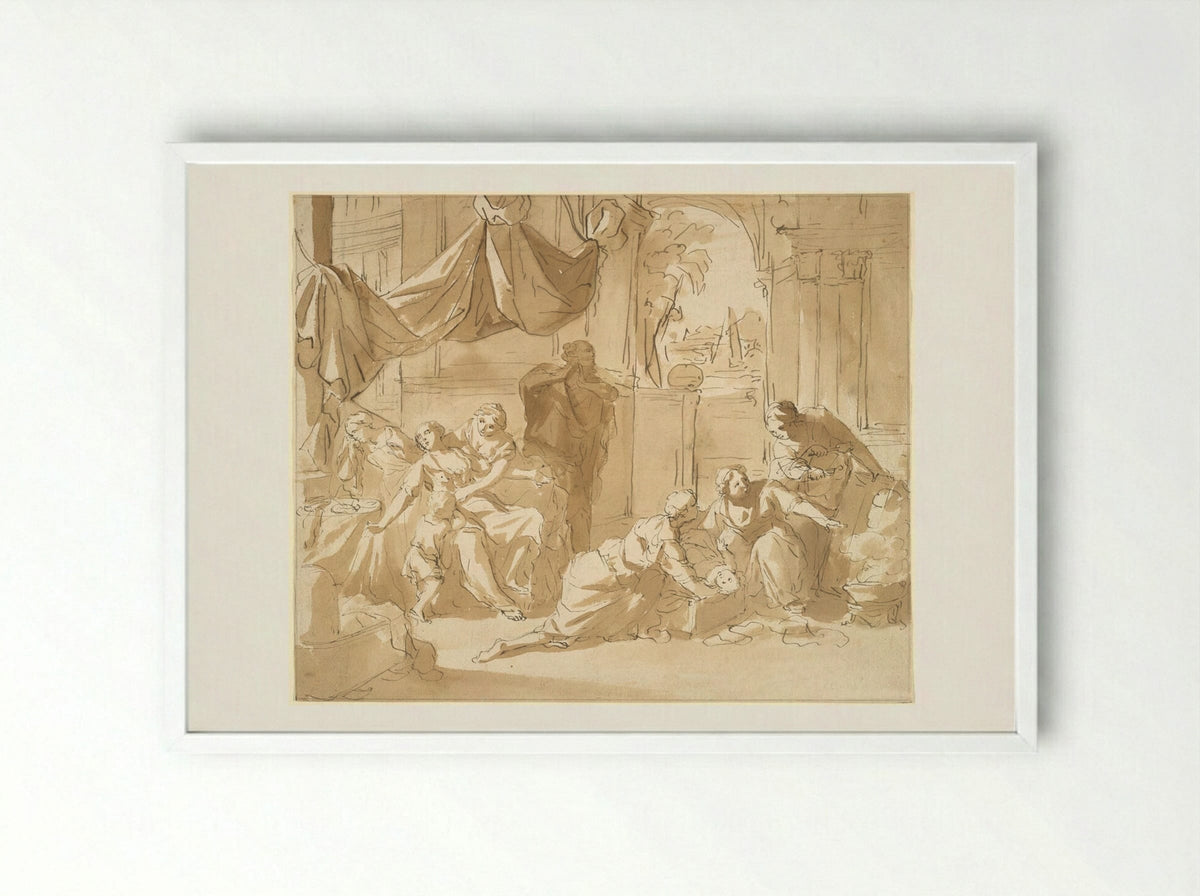 Departure of the Infant Moses - Nicolaas Verkolje - Framed Print White