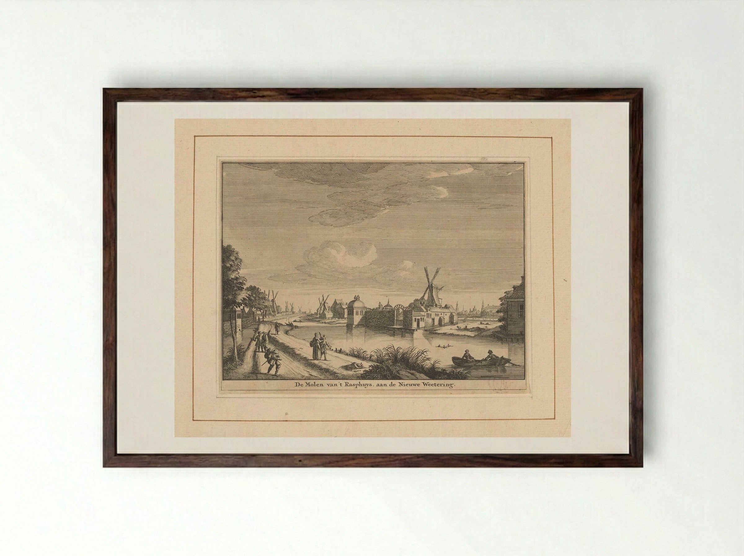 Gezicht op de Rasphuismolen te Amsterdam - Jan Goeree - Framed Print Dark Wood
