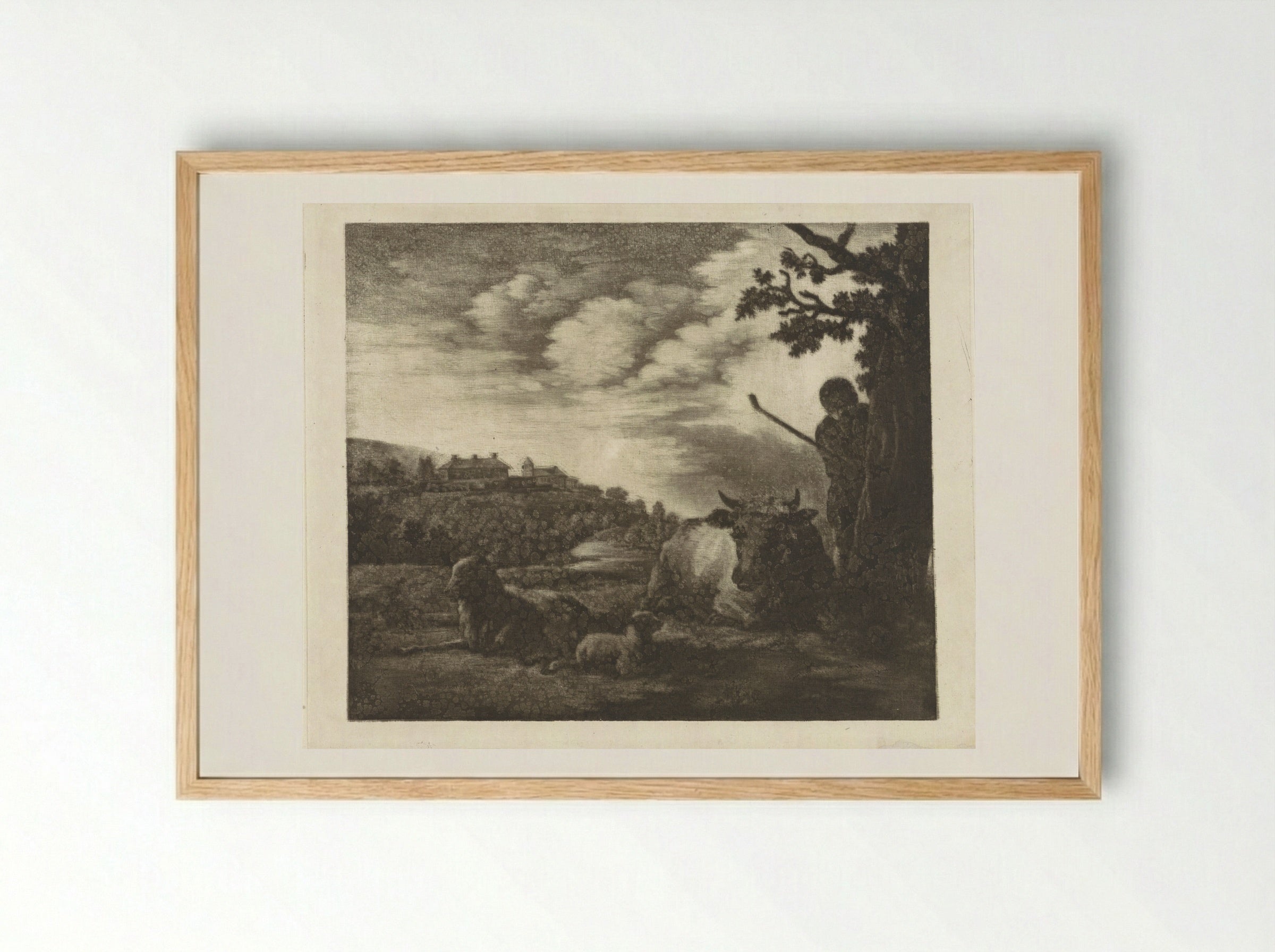 Landschap met een herder - Dirk van der Toorn - Framed Print Wood