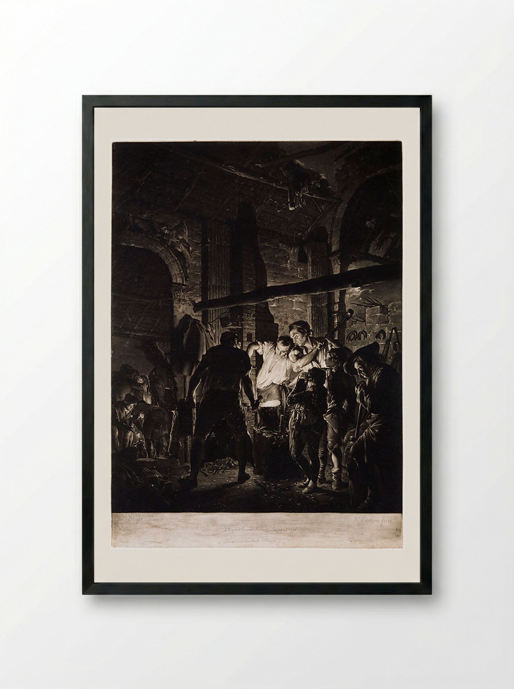 The Blacksmith's Shop - Richard Earlom - Framed Print Black
