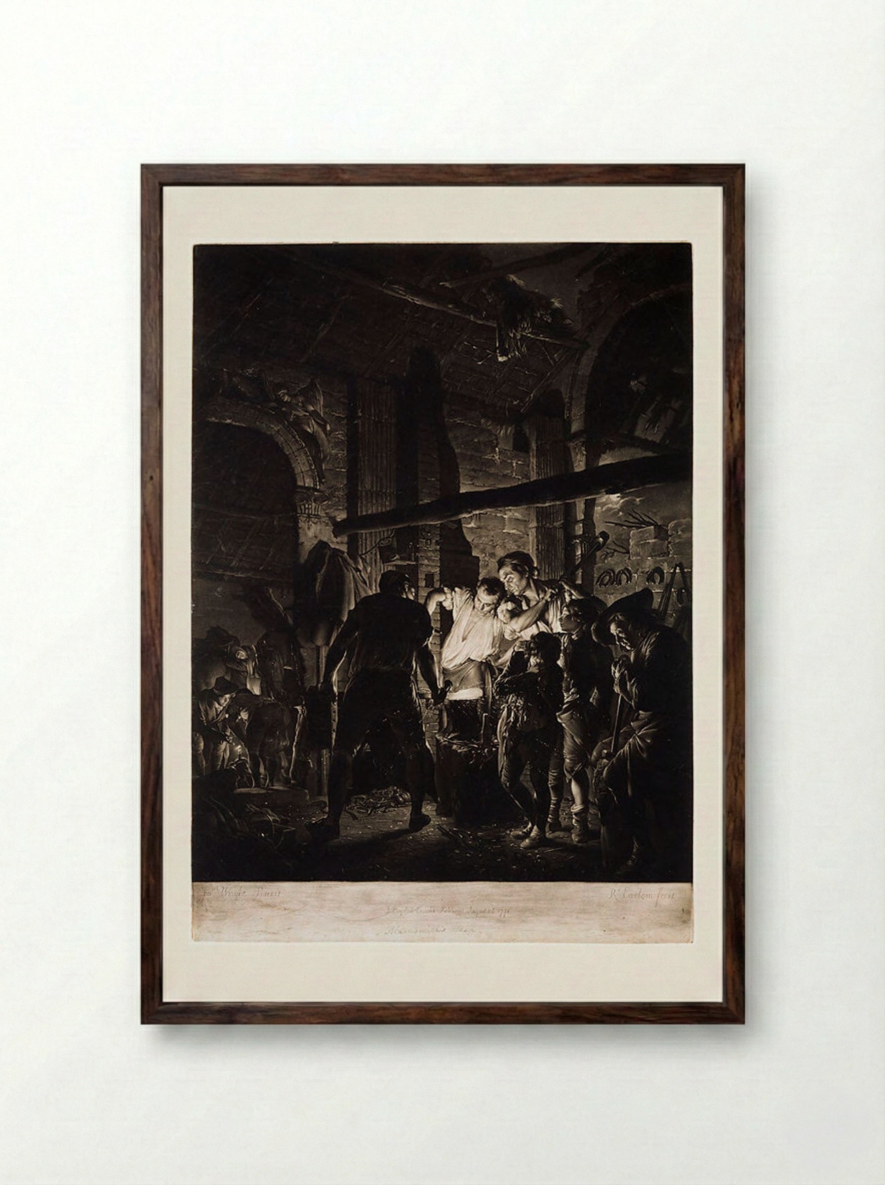The Blacksmith's Shop - Richard Earlom - Framed Print Dark Wood