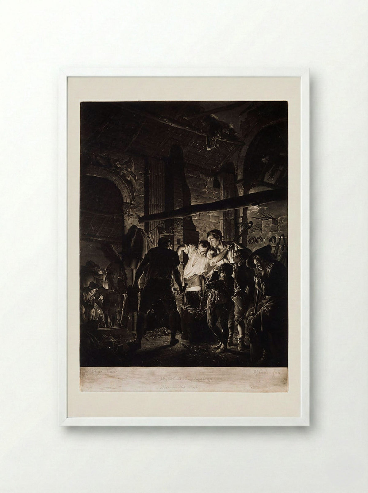 The Blacksmith's Shop - Richard Earlom - Framed Print White