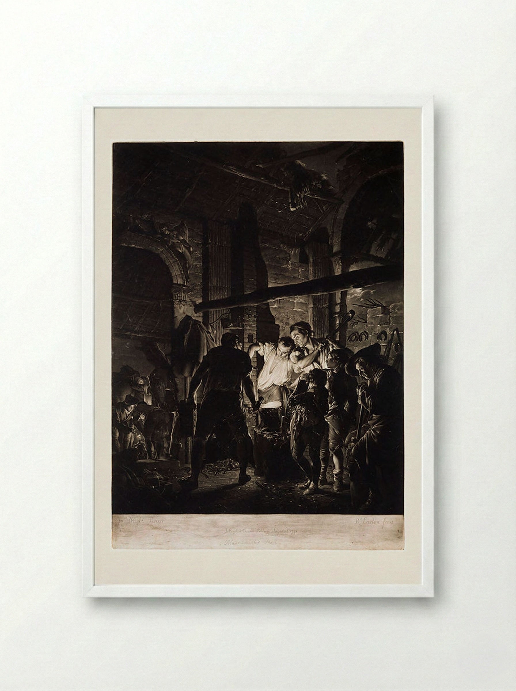 The Blacksmith's Shop - Richard Earlom - Framed Print White