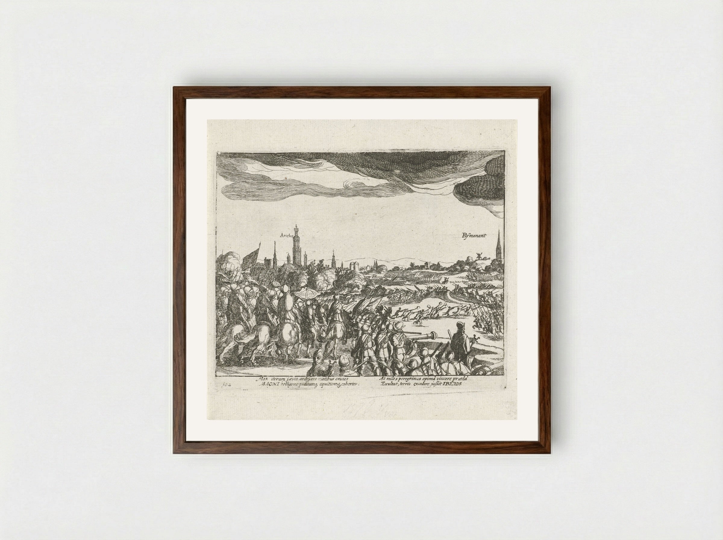 Slag bij Rijmenam, 1578 - Simon Frisius - Framed Print Dark Wood