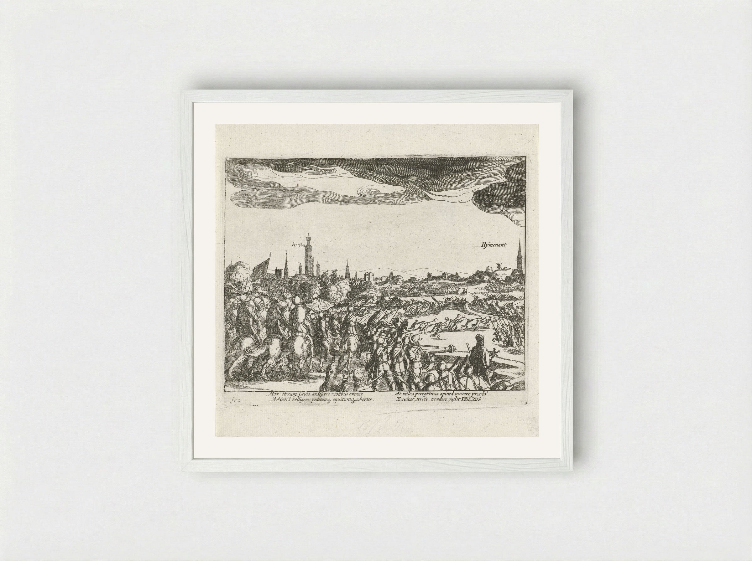 Slag bij Rijmenam, 1578 - Simon Frisius - Framed Print White