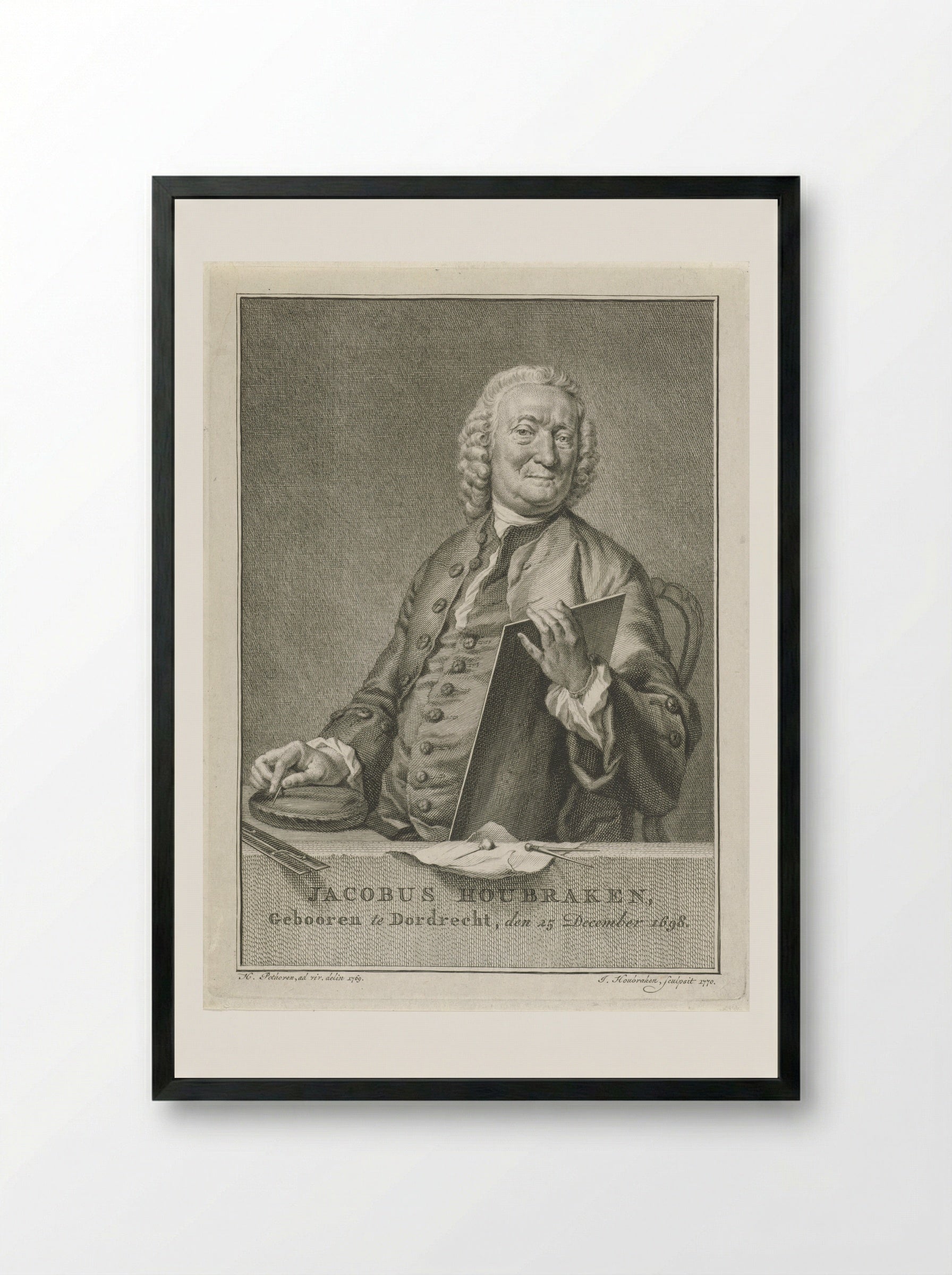Portret van Pieter Langendijk - Jacob Houbraken - Framed Print Black