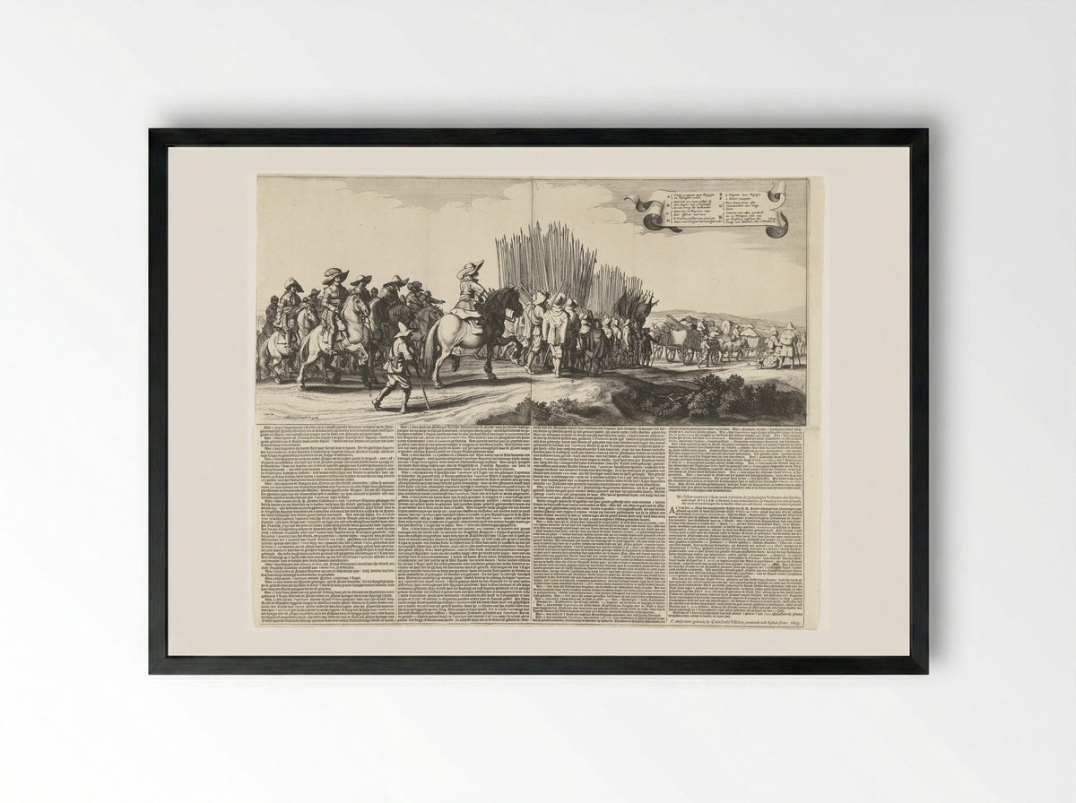 Uittocht van het Spaanse leger uit Maastricht, 1632 (platen 5 en 6) - Jan van de Velde II - Framed Print Black