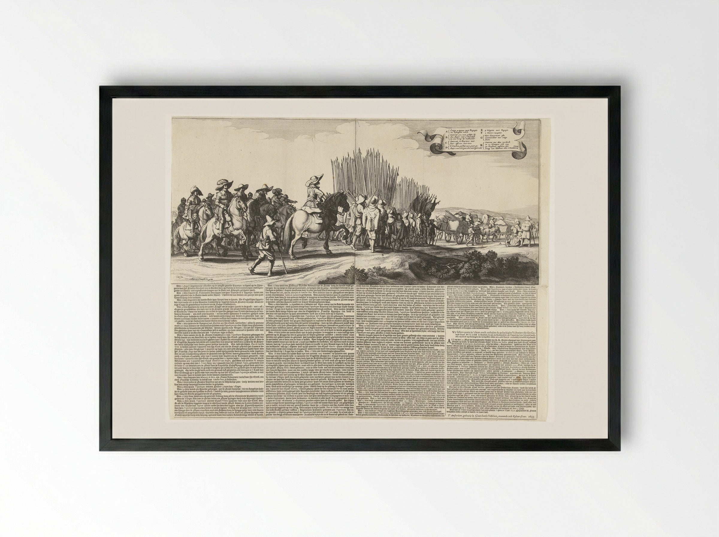 Uittocht van het Spaanse leger uit Maastricht, 1632 (platen 5 en 6) - Jan van de Velde II - Framed Print Black