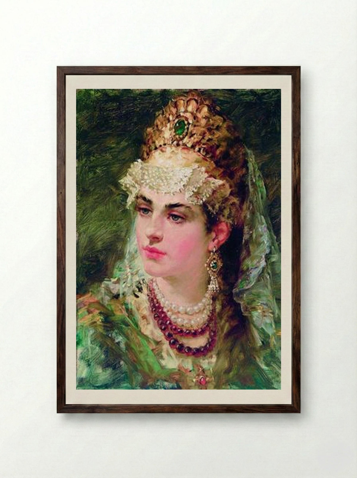 Boyaryshnya - Konstantin Makovsky - Framed Print Dark Wood