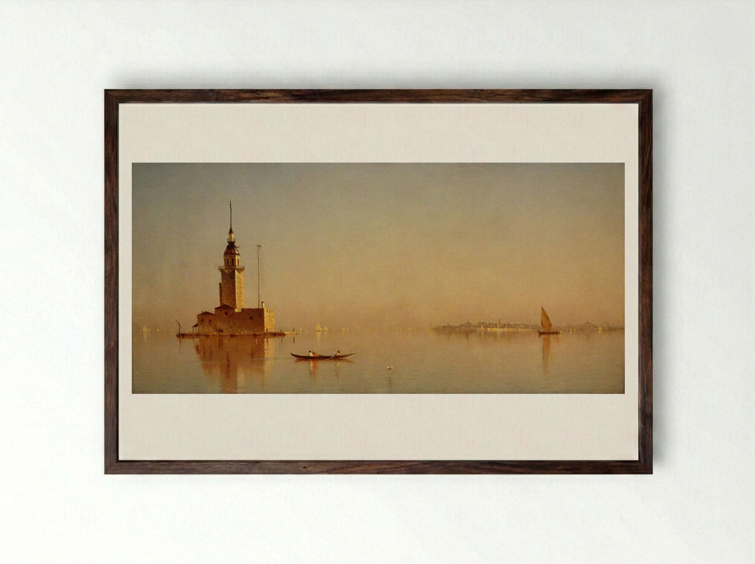 Leander's Tower on the Bosporus - Sanford Robinson Gifford - Framed Print Dark Wood