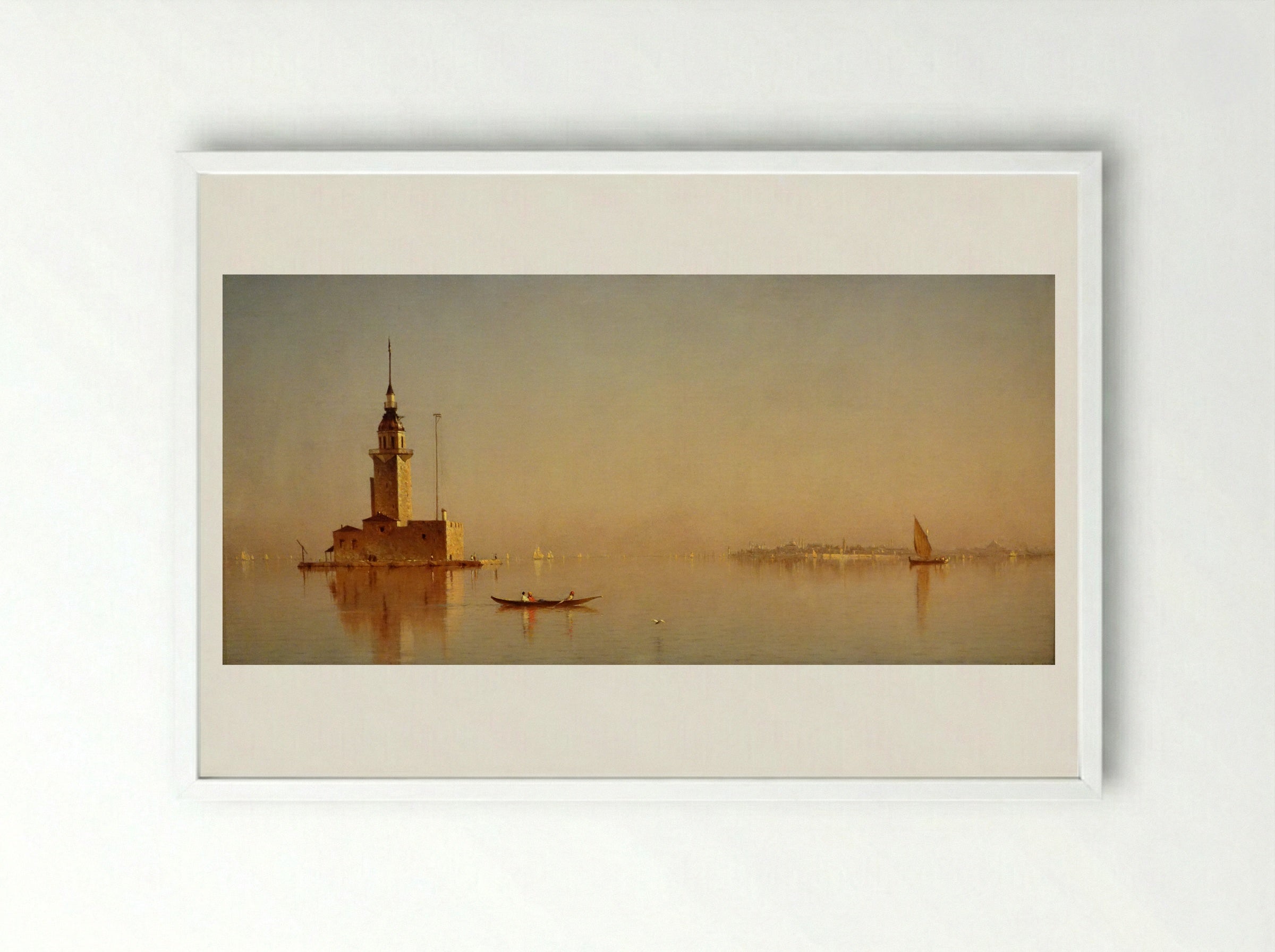 Leander's Tower on the Bosporus - Sanford Robinson Gifford - Framed Print White