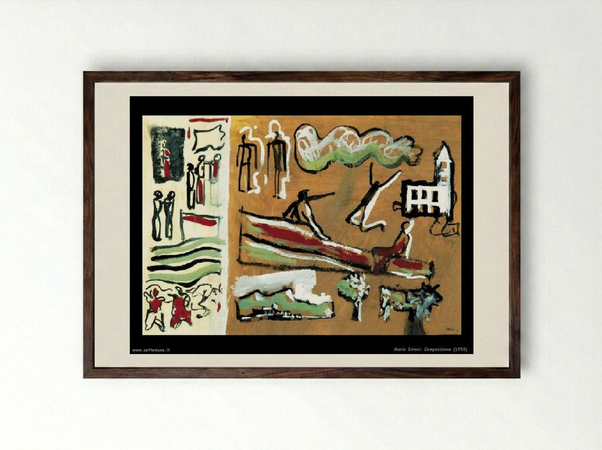 Composition - Mario Sironi - Framed Print Dark Wood