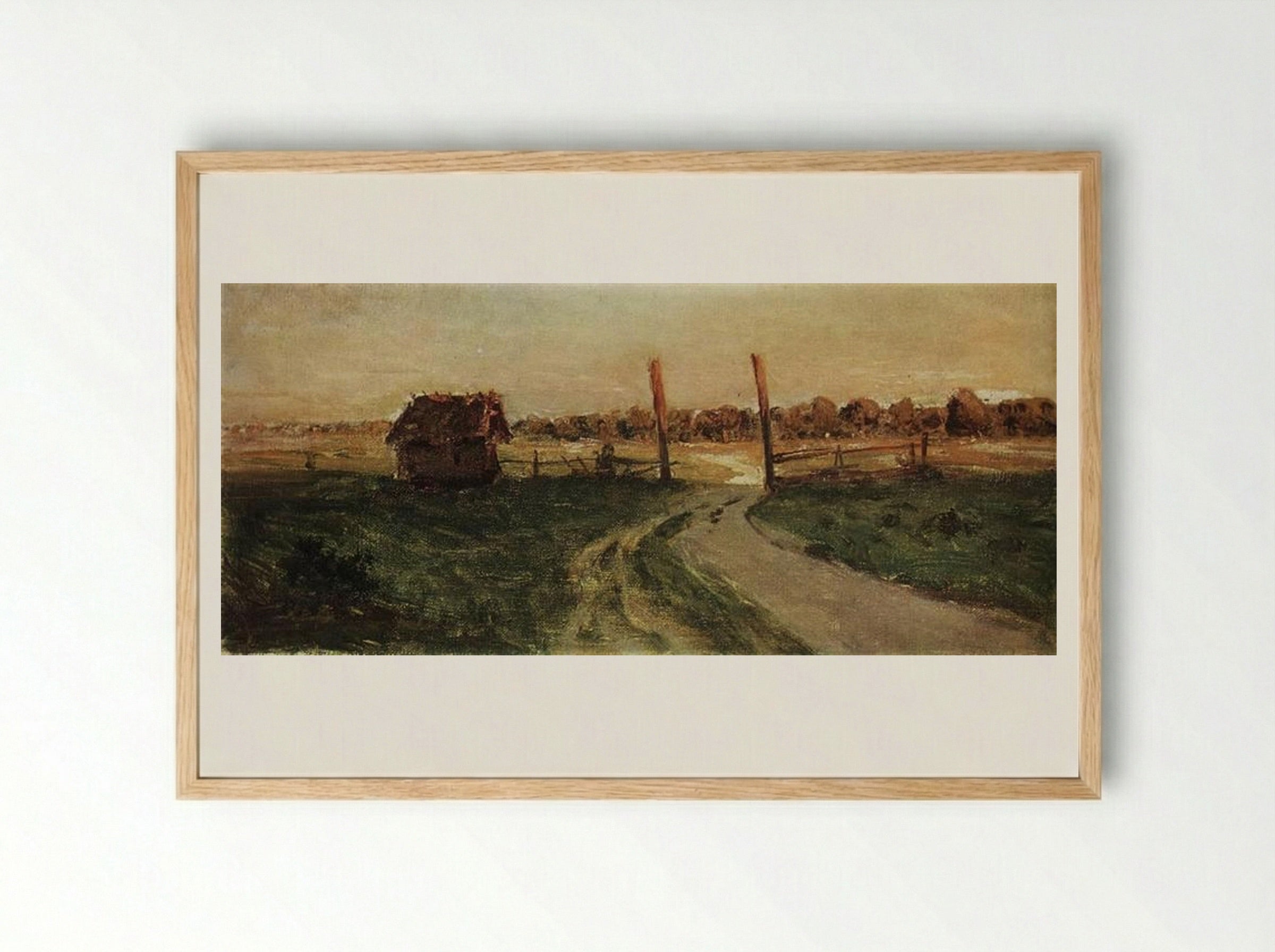 Landscape with an isba - Isaac Levitan - Framed Print Wood