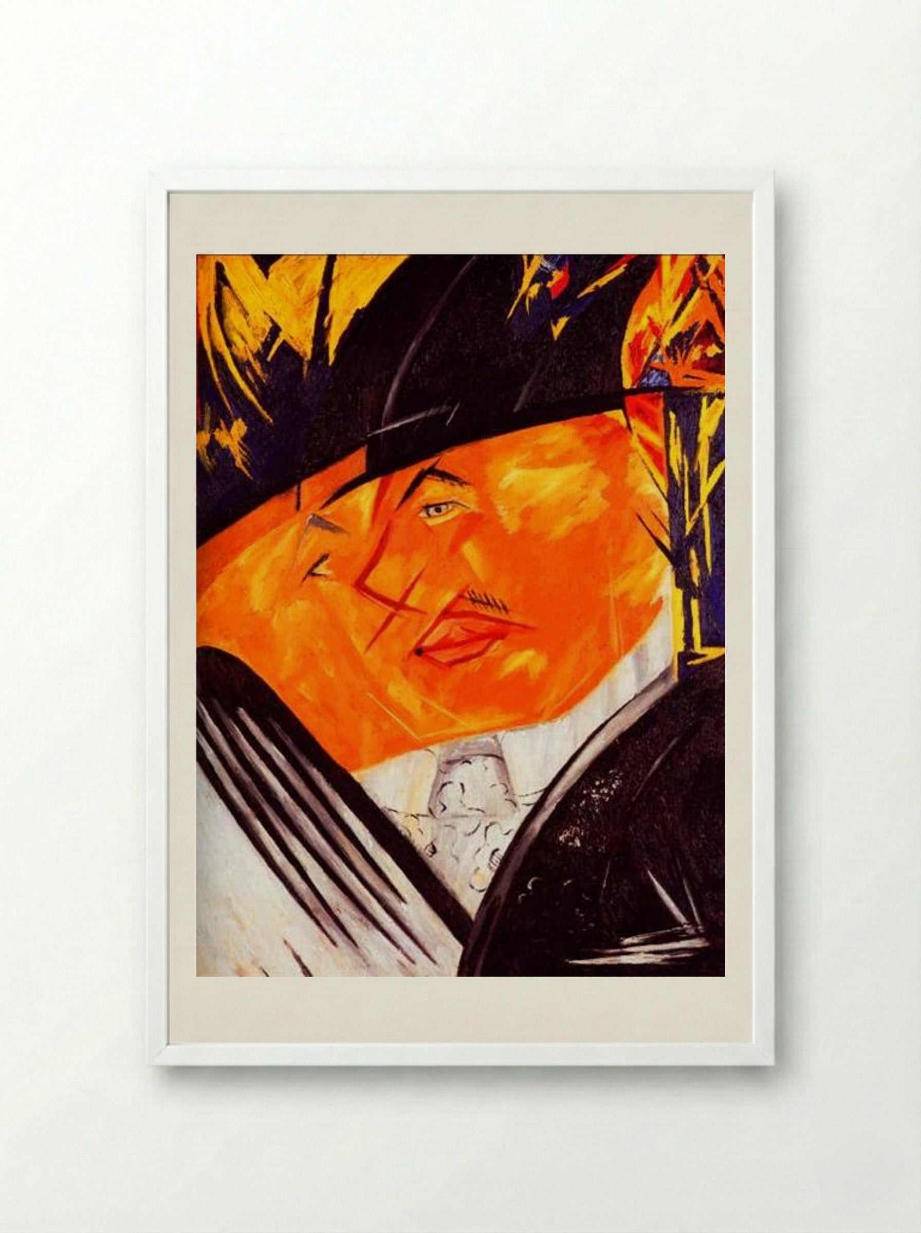 Portrait of Mikhail Larionov - Natalia Goncharova - Framed Print White